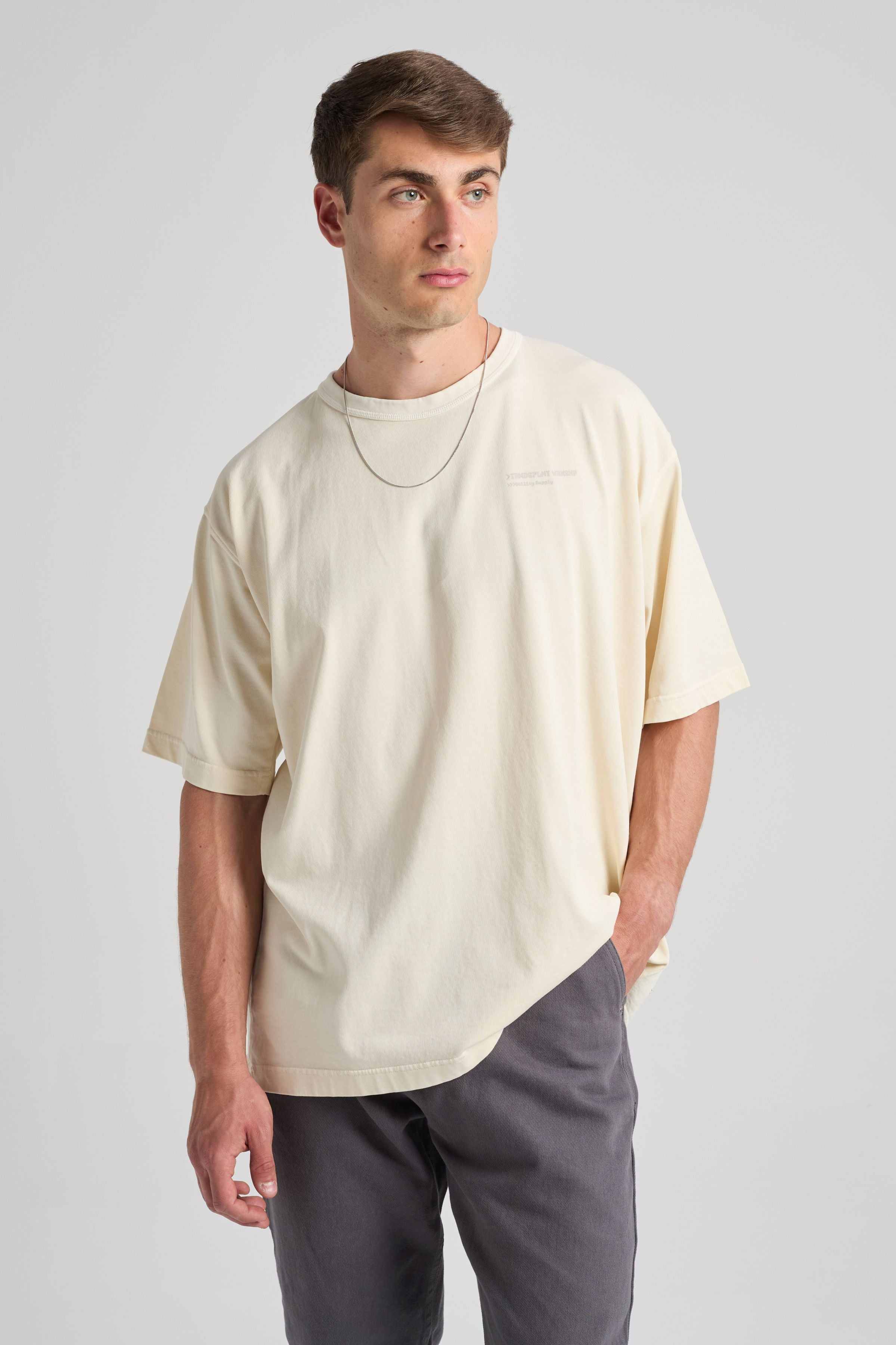 Image of Trendsplant mannen vegan T-Shirt Core Oversized Off White