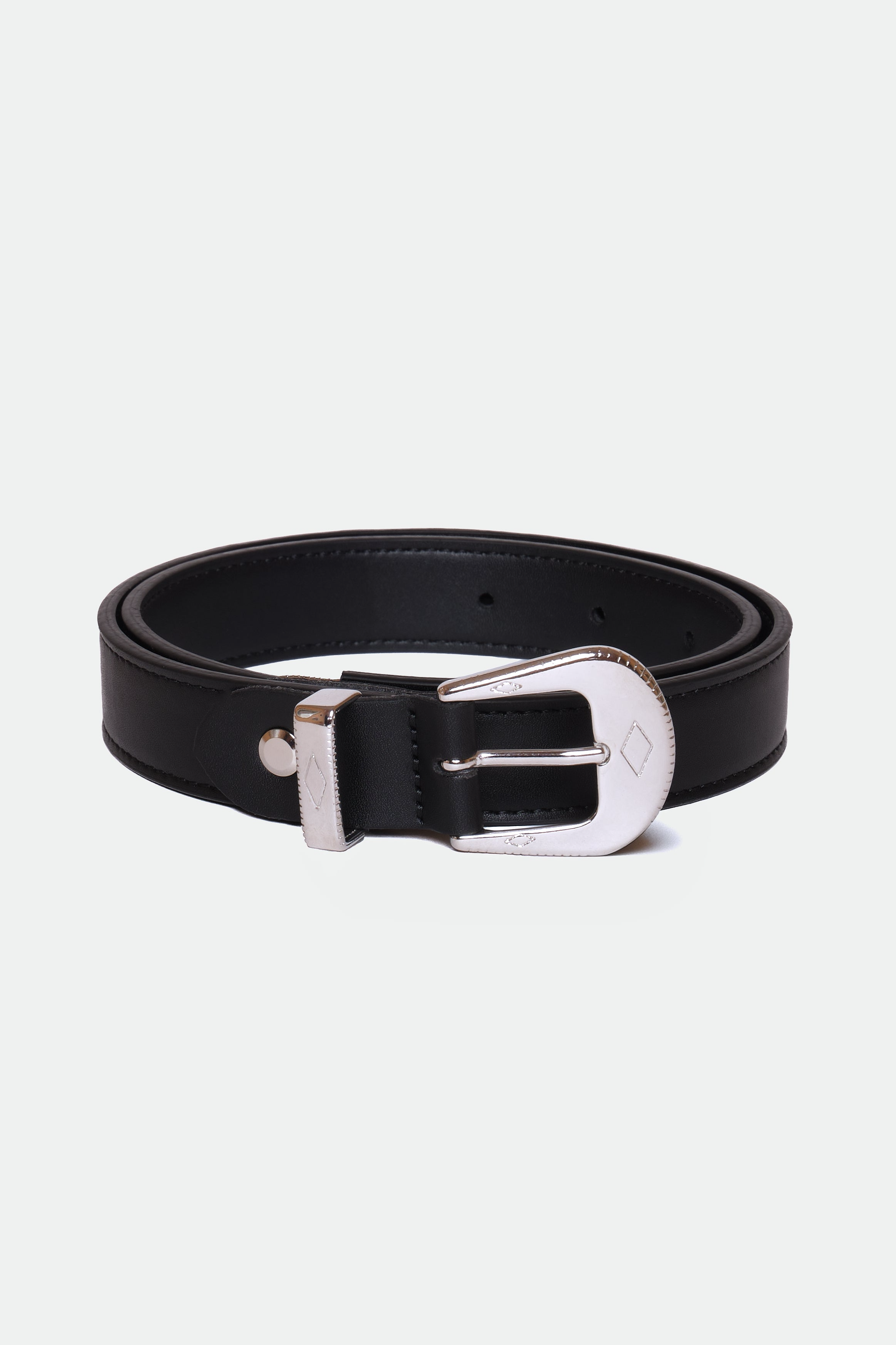 Solari Milano womens vegan Belt With Rock Buckle Black