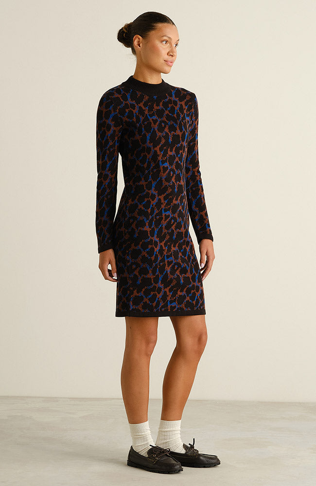 DEDICATED womens vegan Dress Lo Leopard Black/ Blue/ Brown
