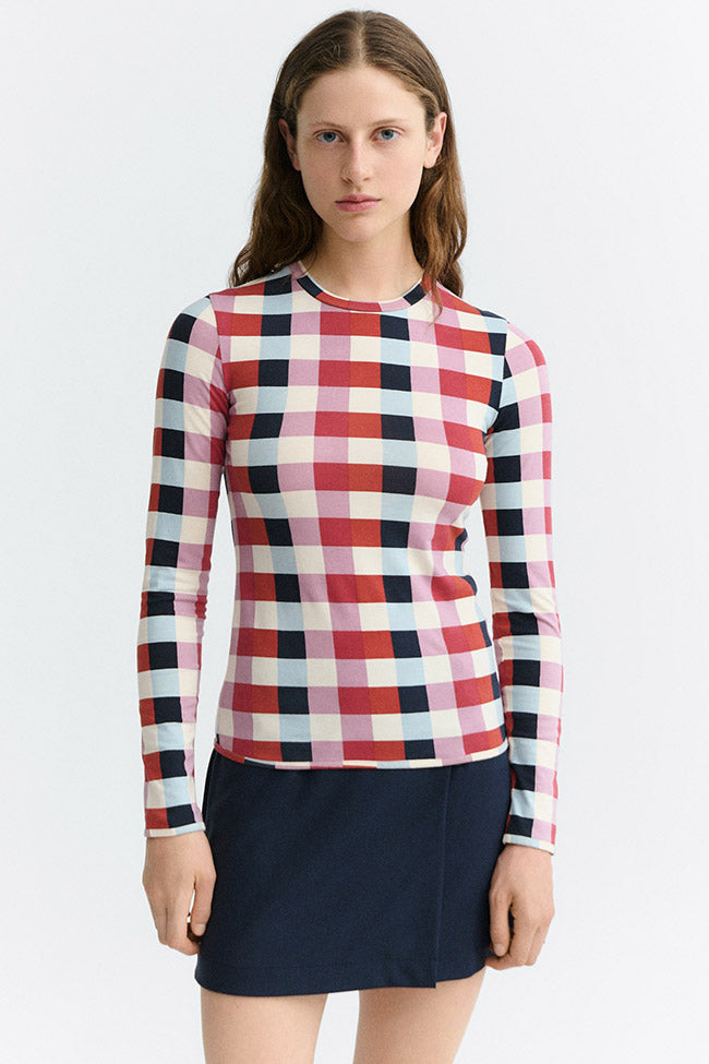 Thinking mu Damen vegan Top Von Brisa Cheshire-Karos Rot/Blau/Wei&Atilde;Ÿ