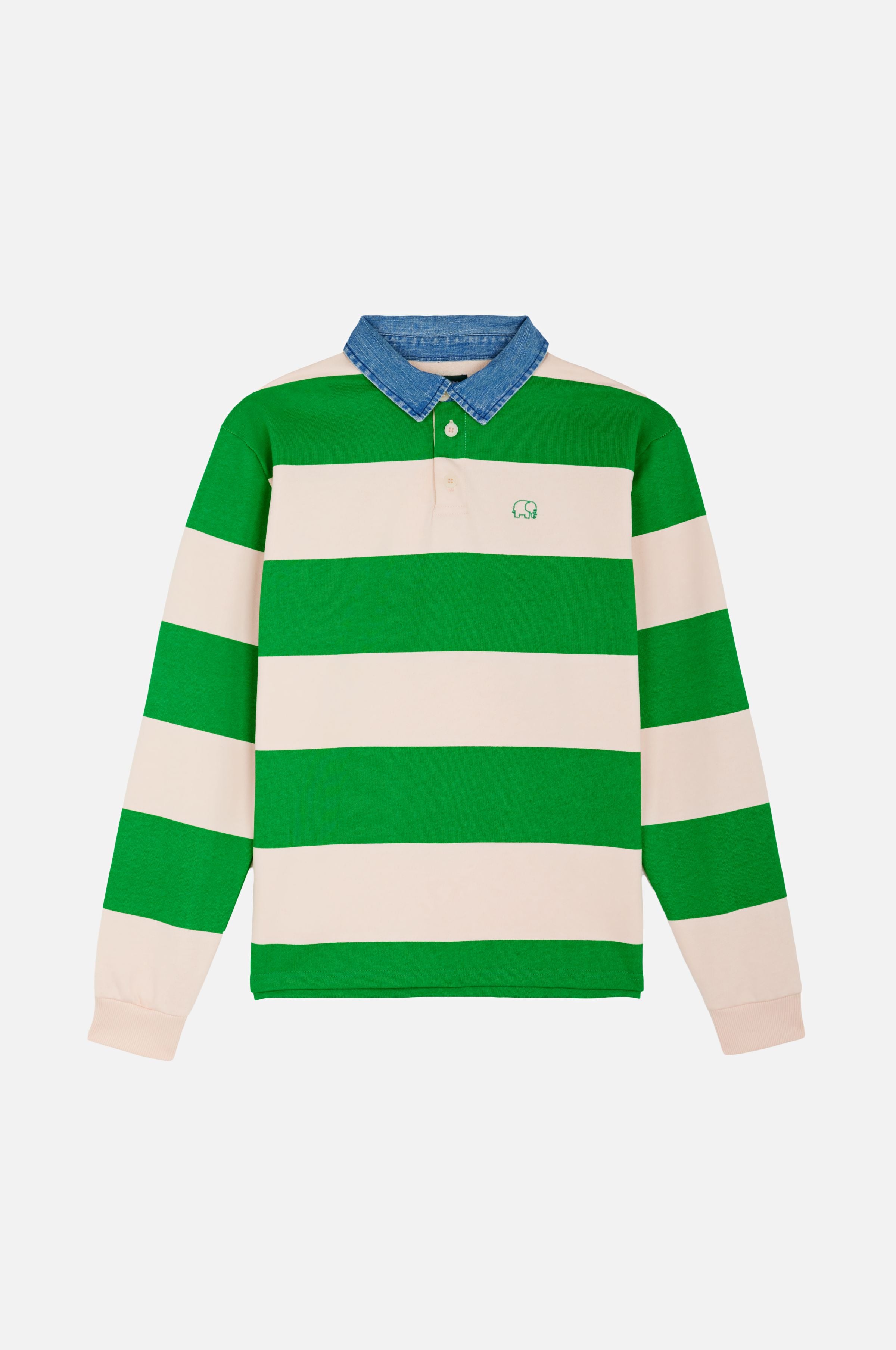 Trendsplant men vegan Sweater Yard Rugby Polo Fern Green/Cloud Pink