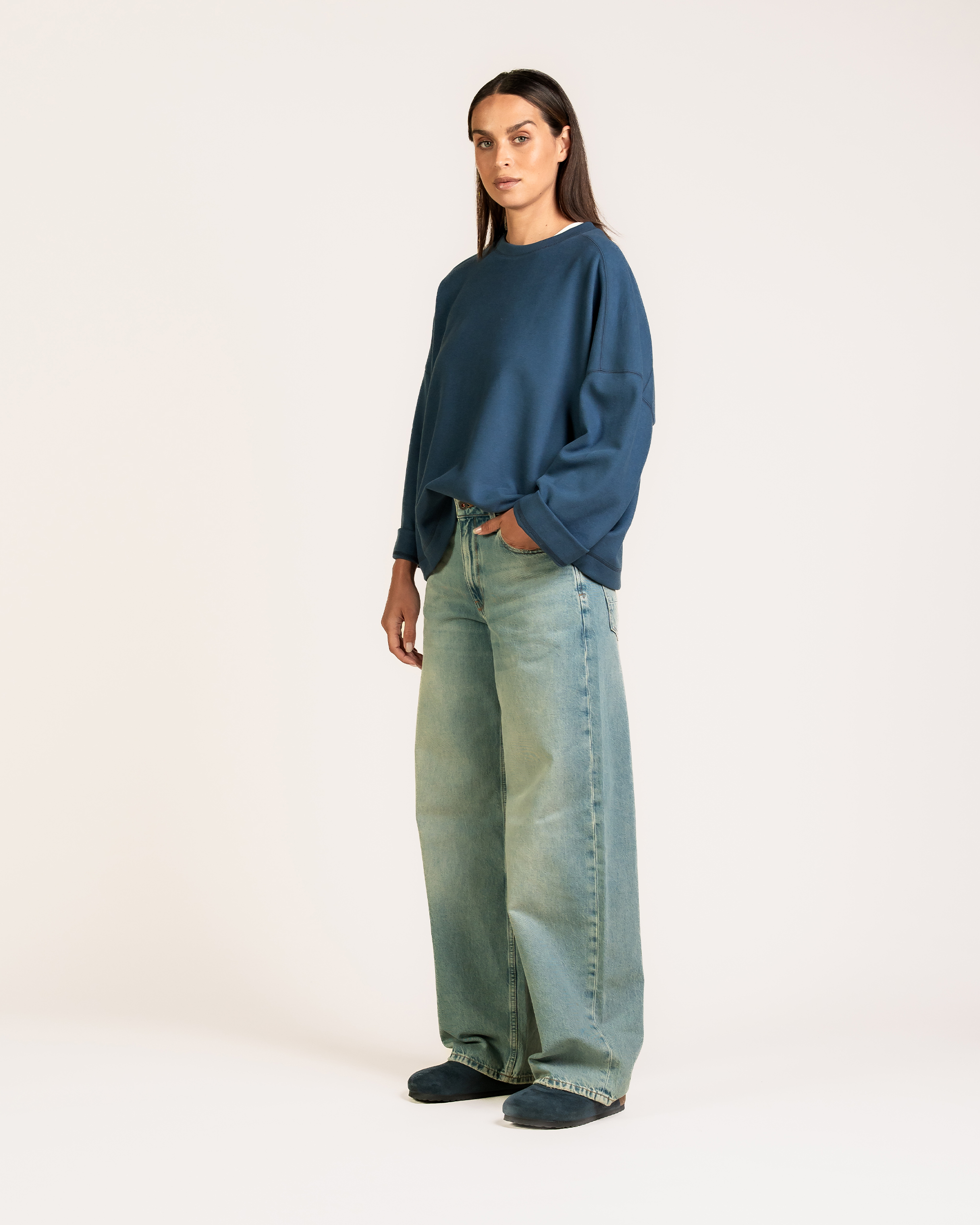 Kuyichi womens vegan Sweater Hadley Longsleeve Ocean Blue