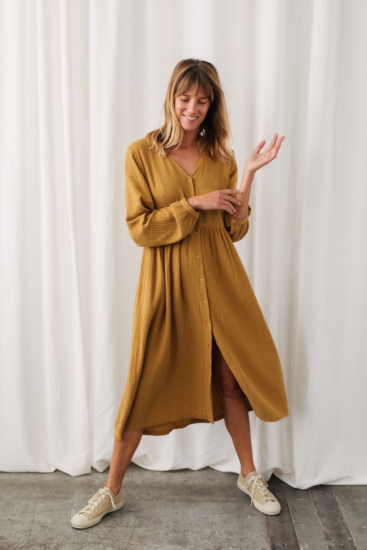 TWOTHIRDS Damen vegan Kleid Tafahi Mustard