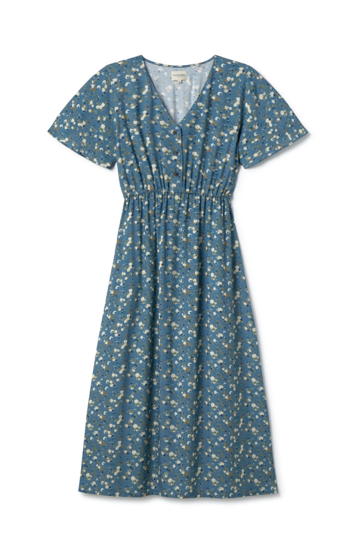 TWOTHIRDS Damen vegan Kleid Balandra Blue Flowers