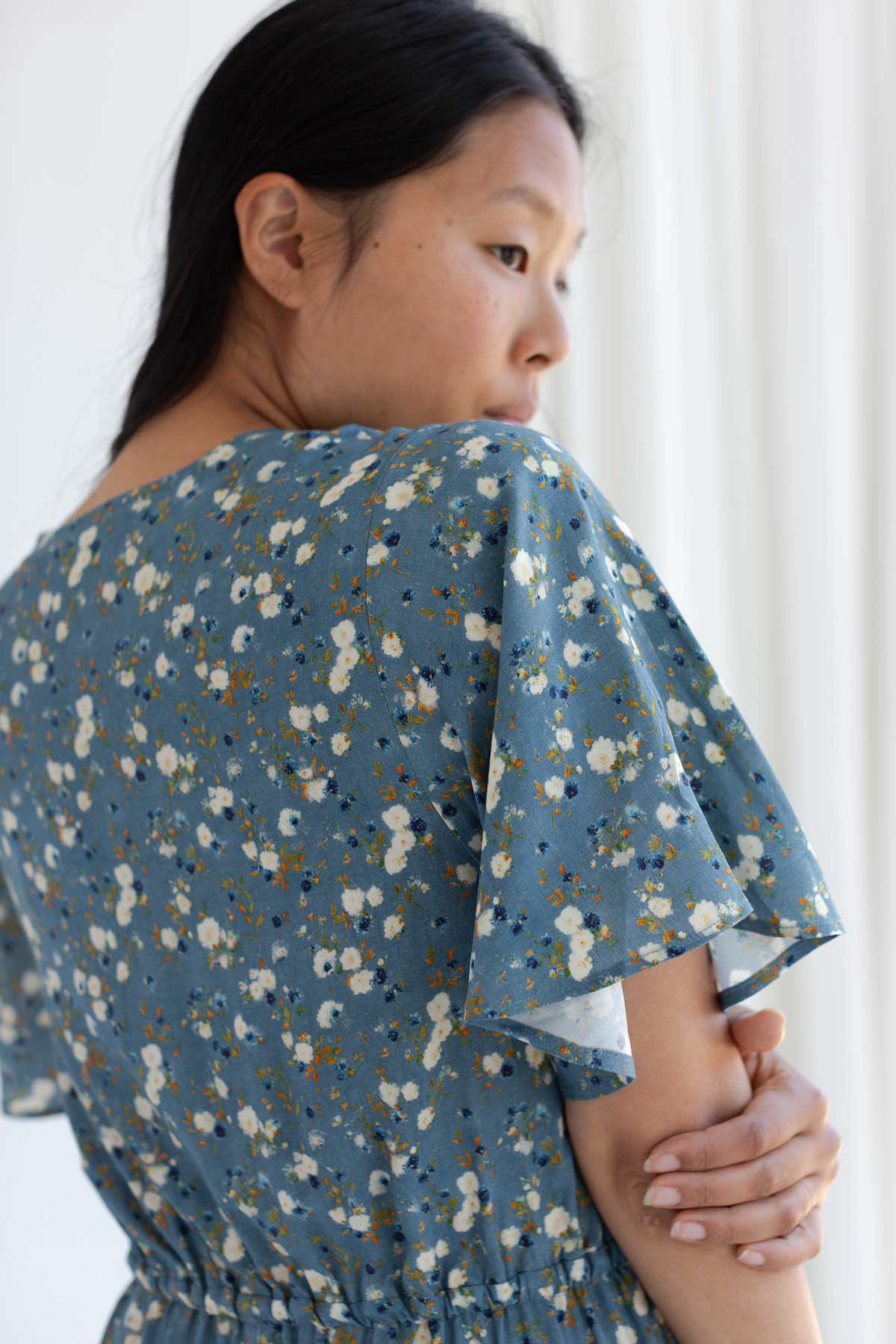 TWOTHIRDS womens vegan Dress Balandra Blue Flowers