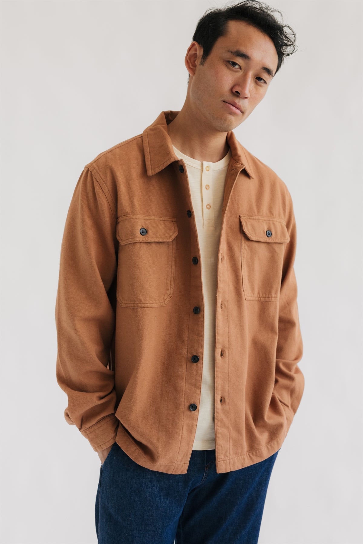 TWOTHIRDS Herren vegan Overshirt Lindhard Camel Toast