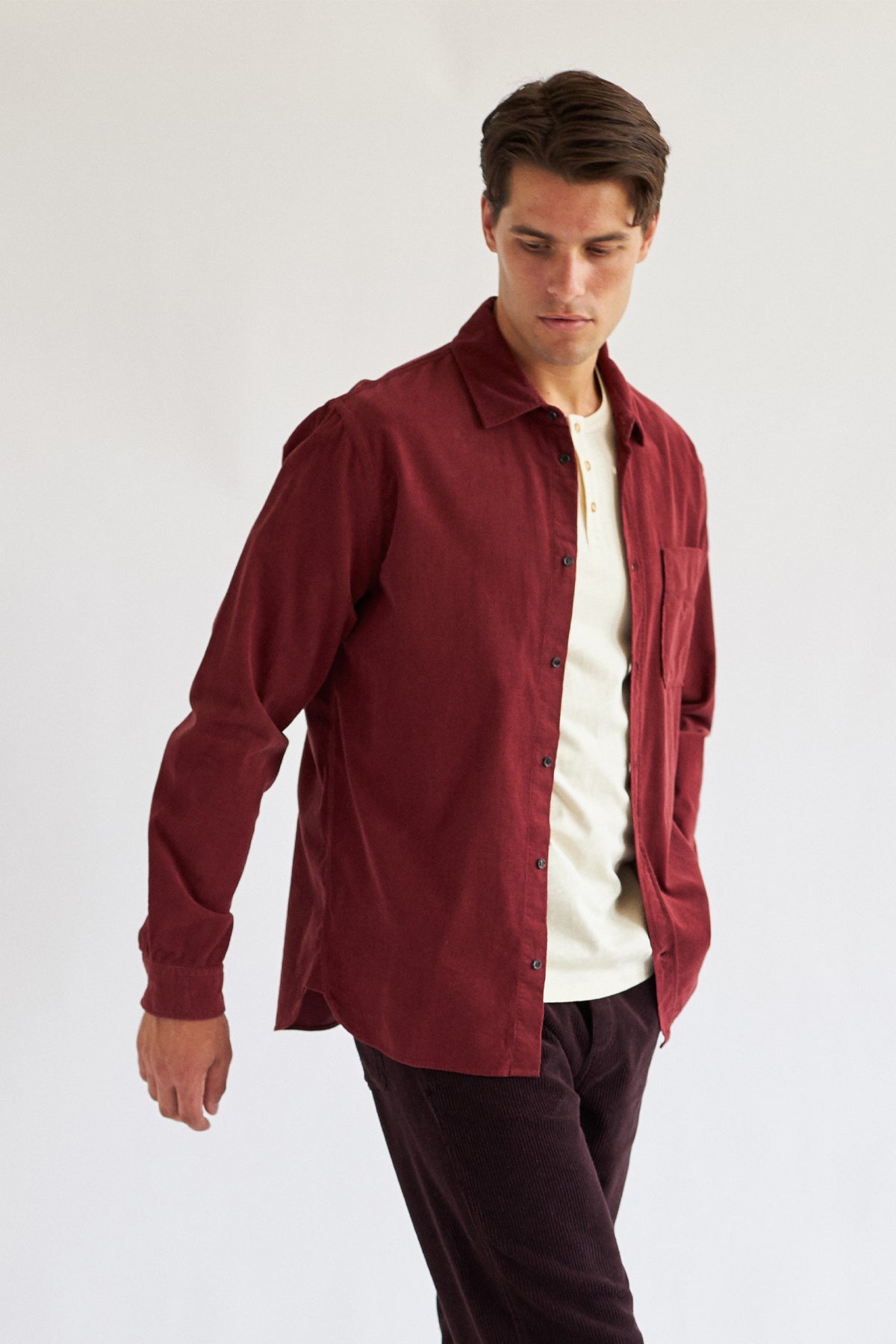 TWOTHIRDS Herren vegan Hemd Holdoya Weinrot