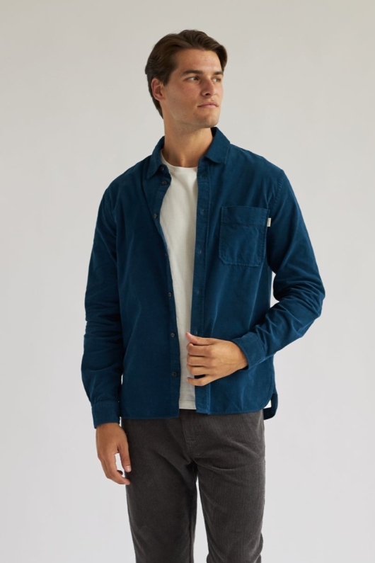 TWOTHIRDS Herren vegan Hemd Holdoya Poseidon Blue