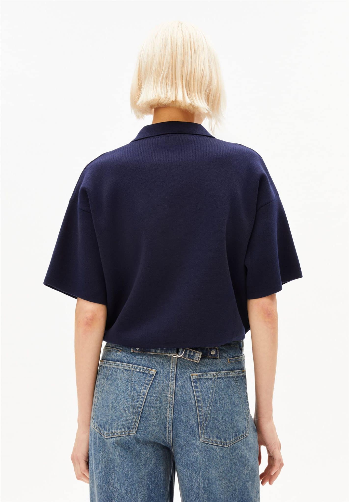 ARMEDANGELS womens vegan Sweater Compact Polo Knit Blue