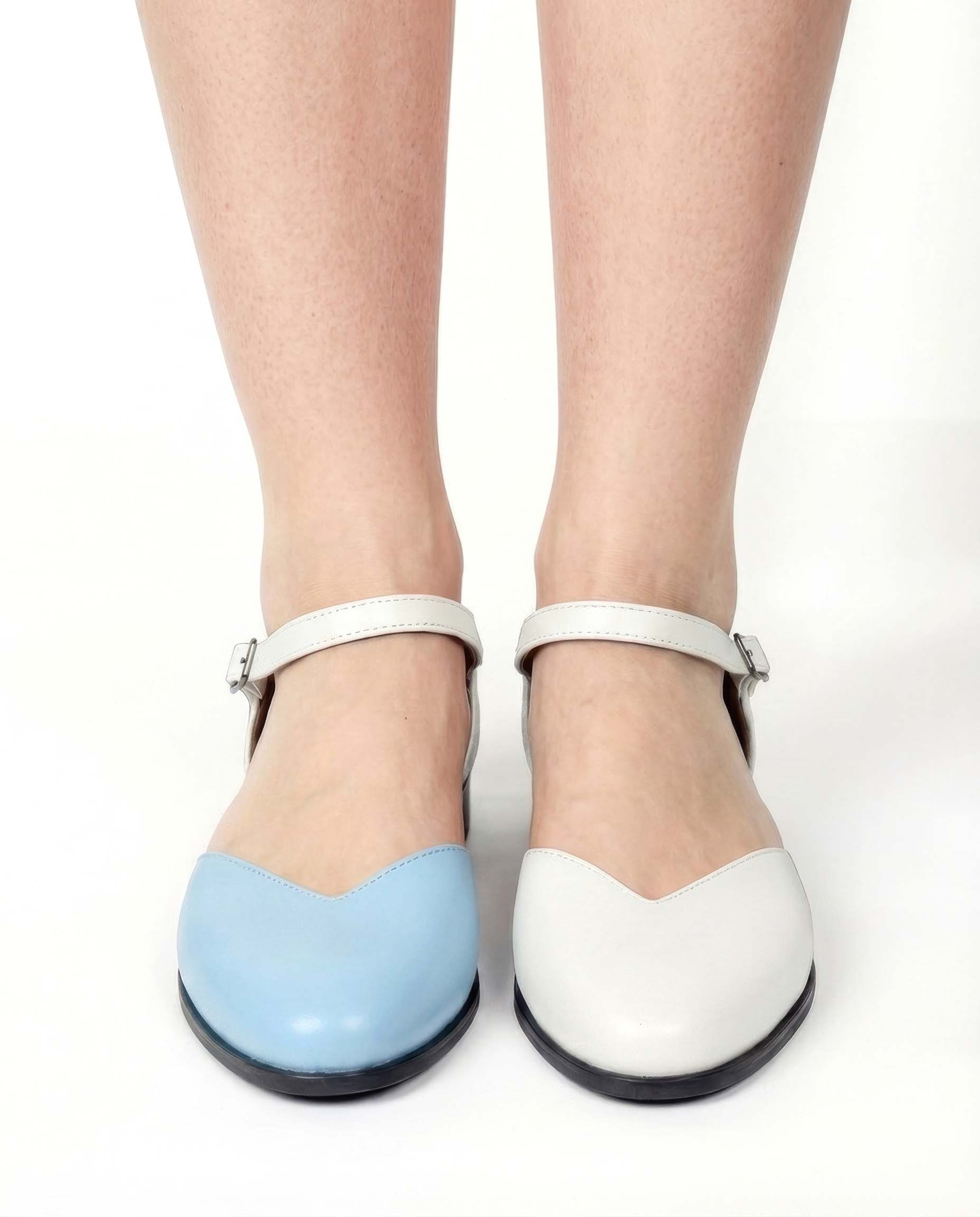 BOHEMA womens vegan Pumps Alexa Baby Blue/ White