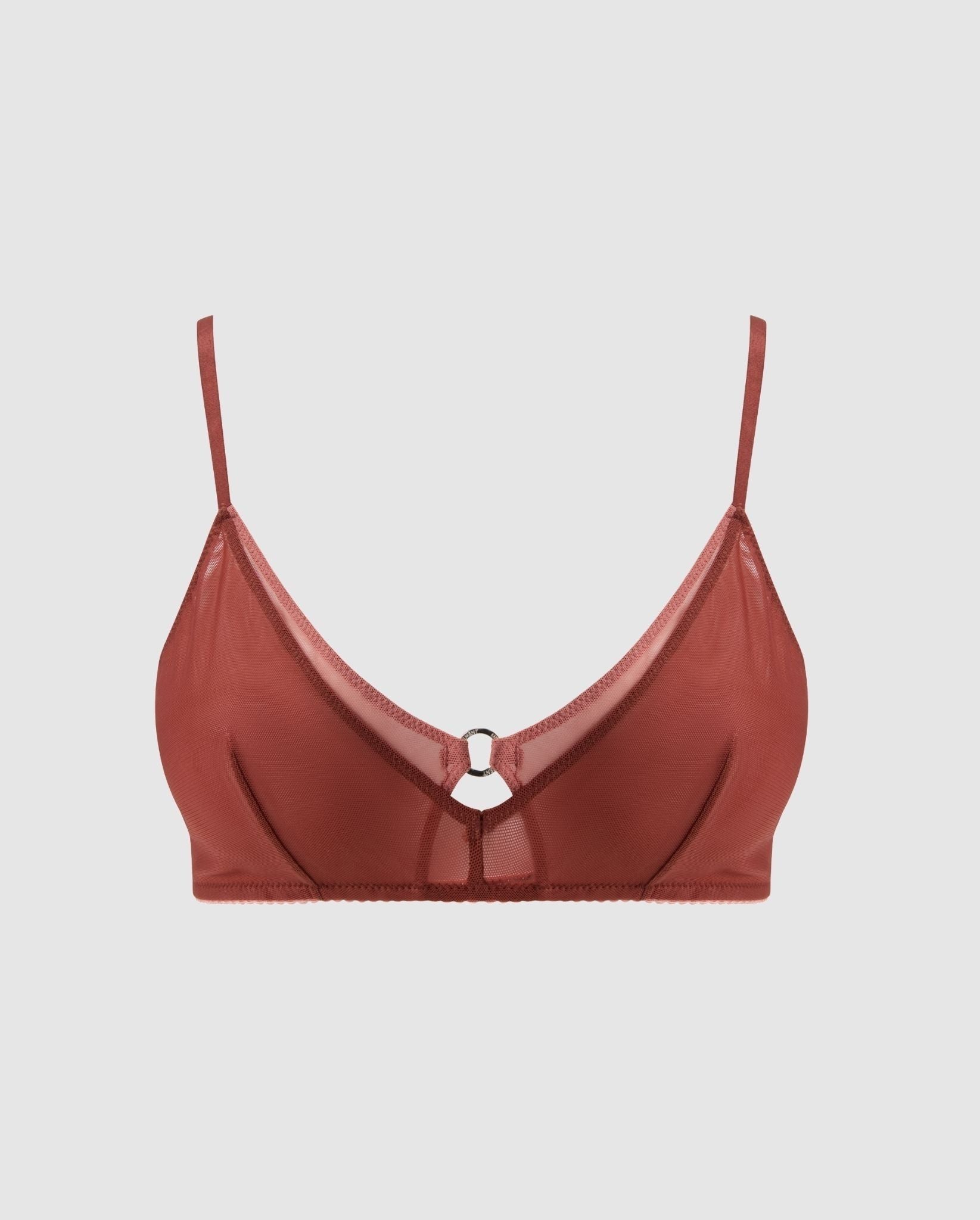 Understatement womens vegan Bralette Mesh Double Triangle Plus Rust
