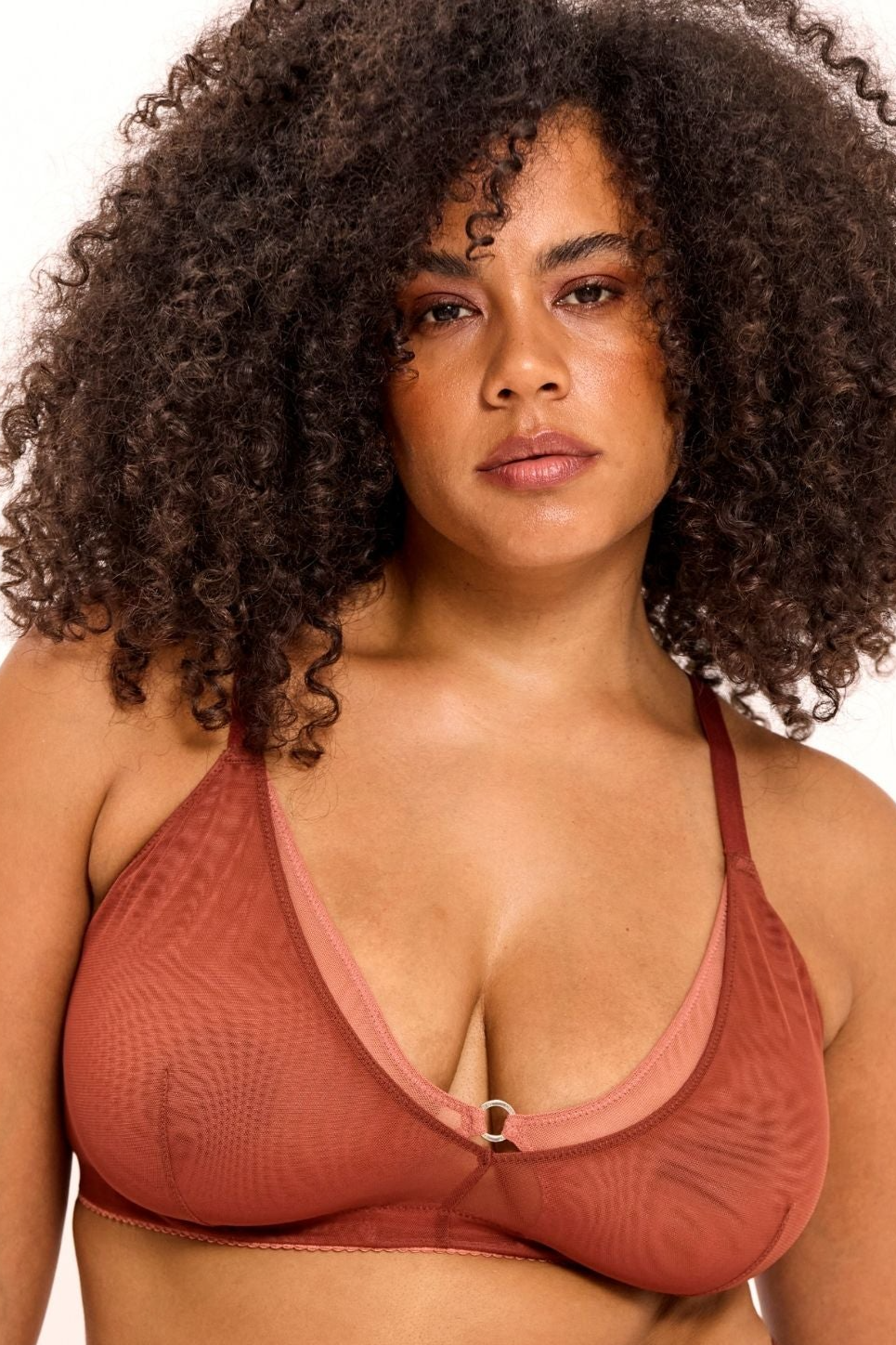 Understatement womens vegan Bralette Mesh Double Triangle Plus Rust
