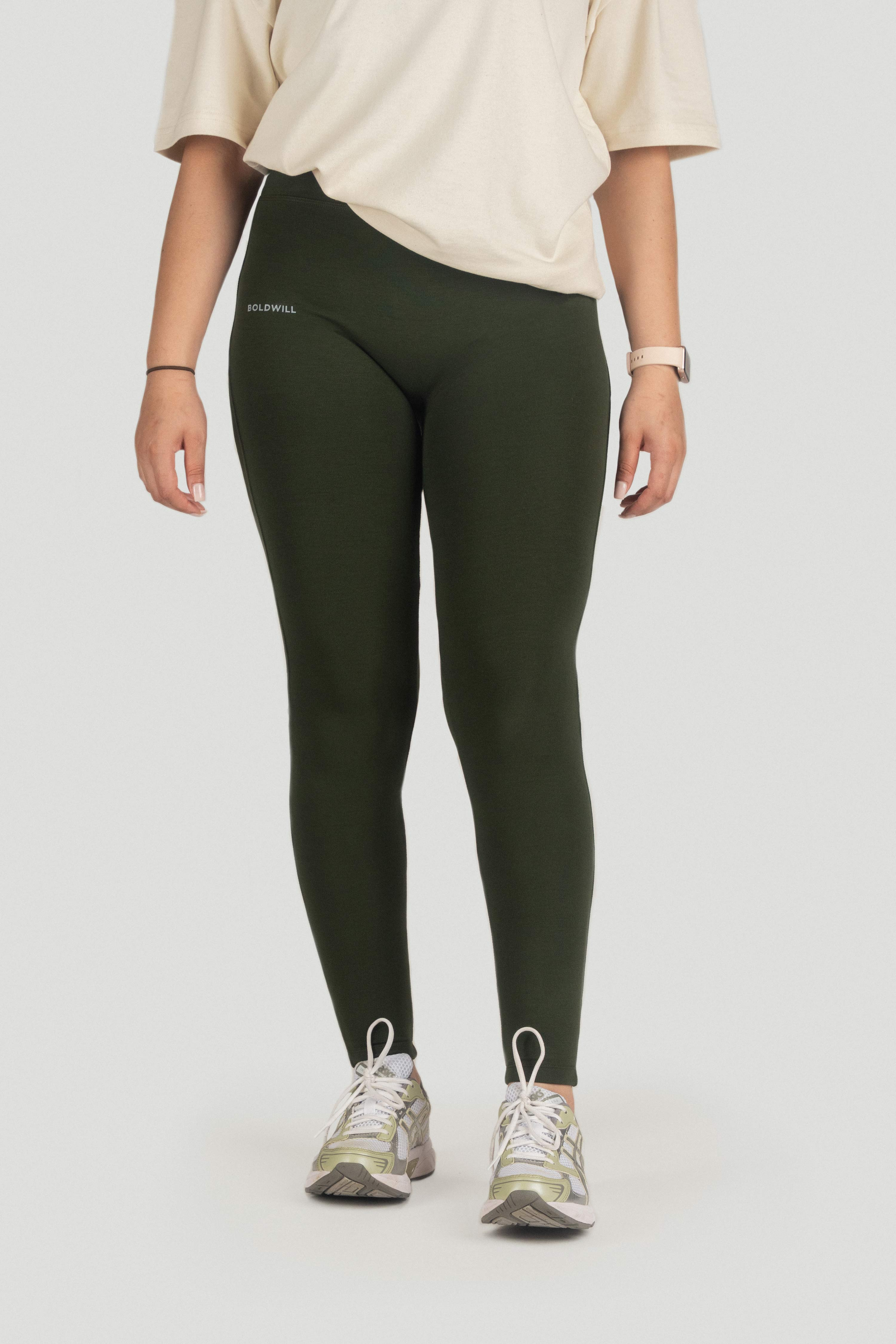 Boldwill womens vegan Leggings Pine Green
