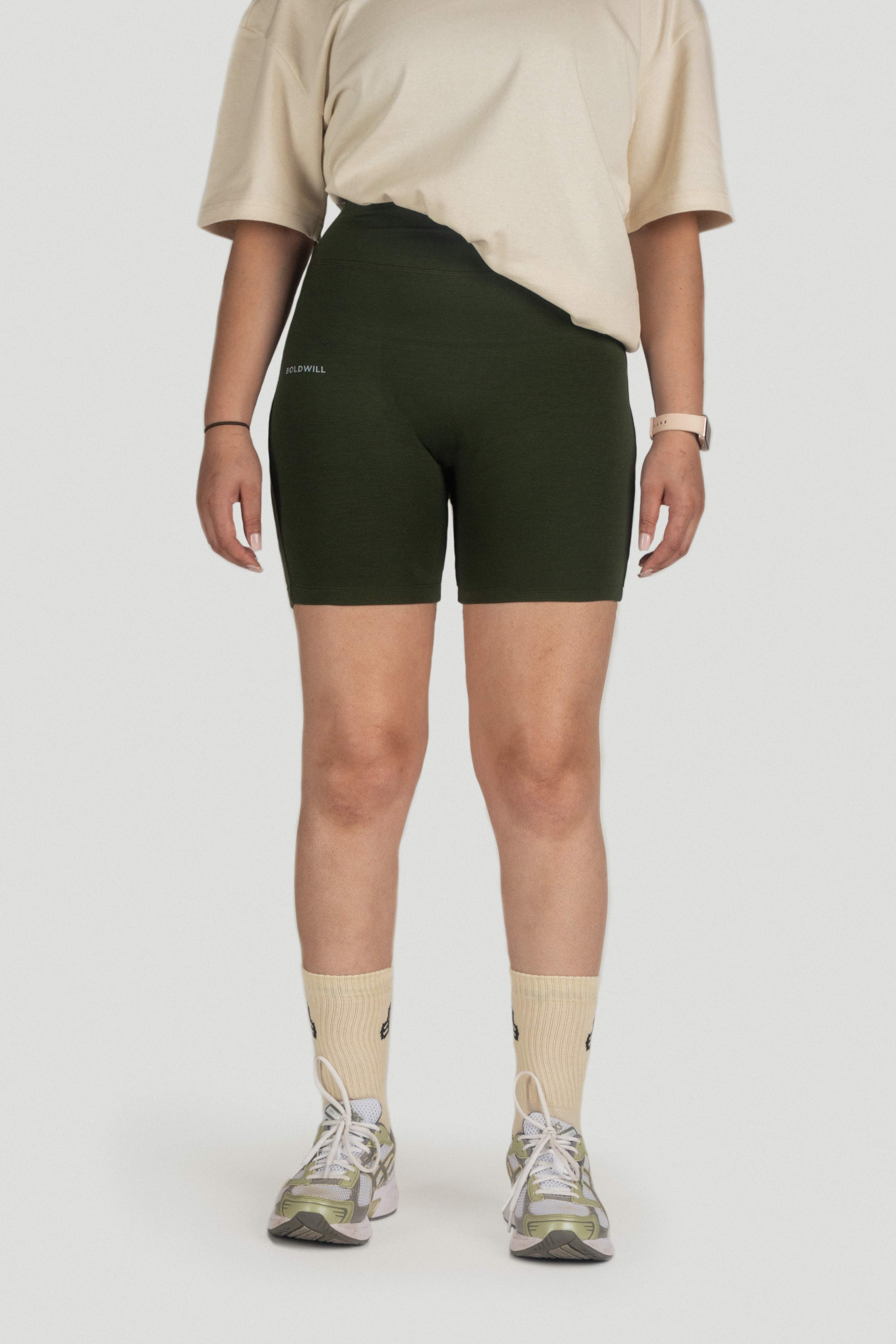 Boldwill womens vegan Biker Shorts Pine Green