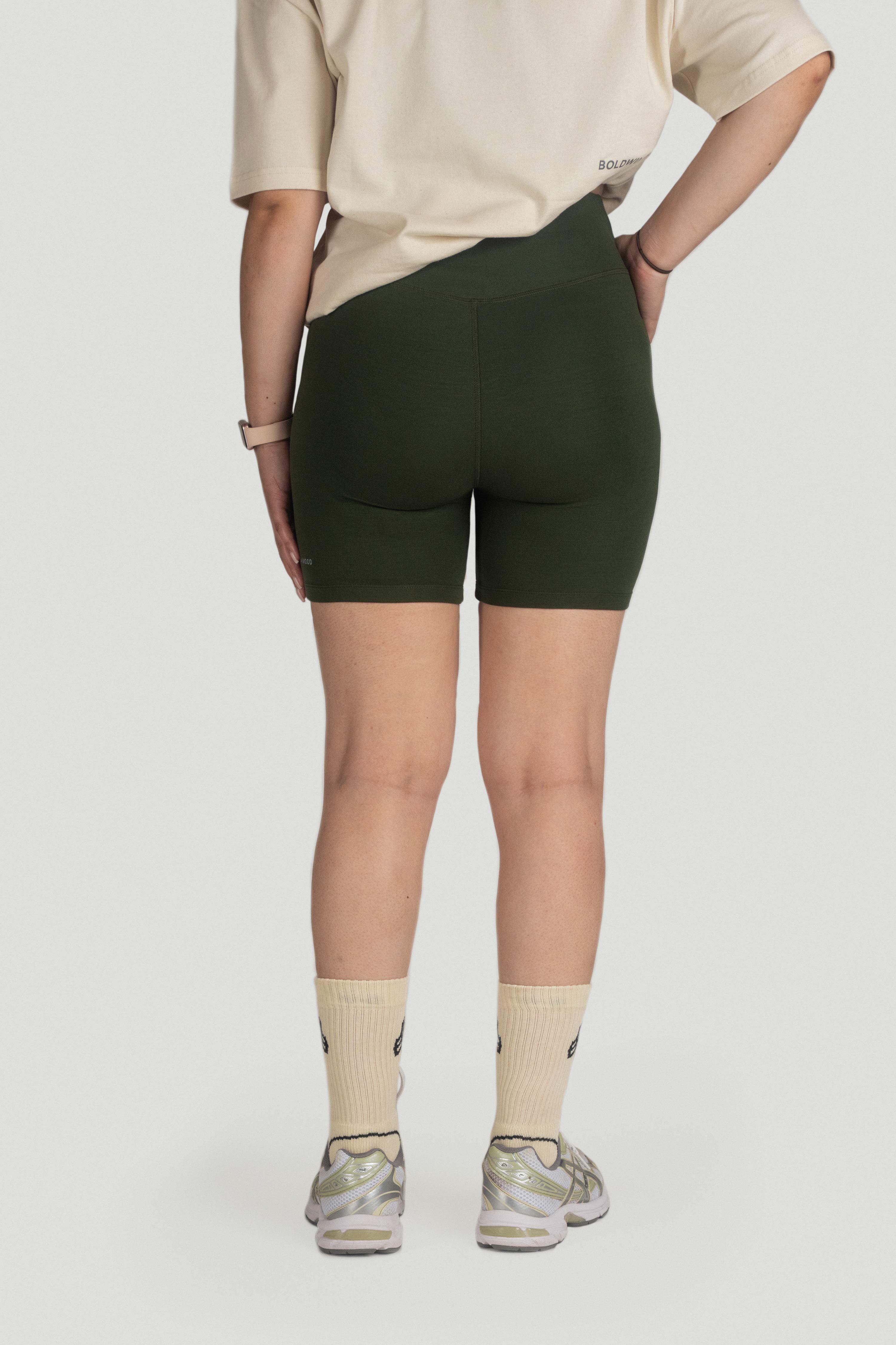 Boldwill womens vegan Biker Shorts Pine Green