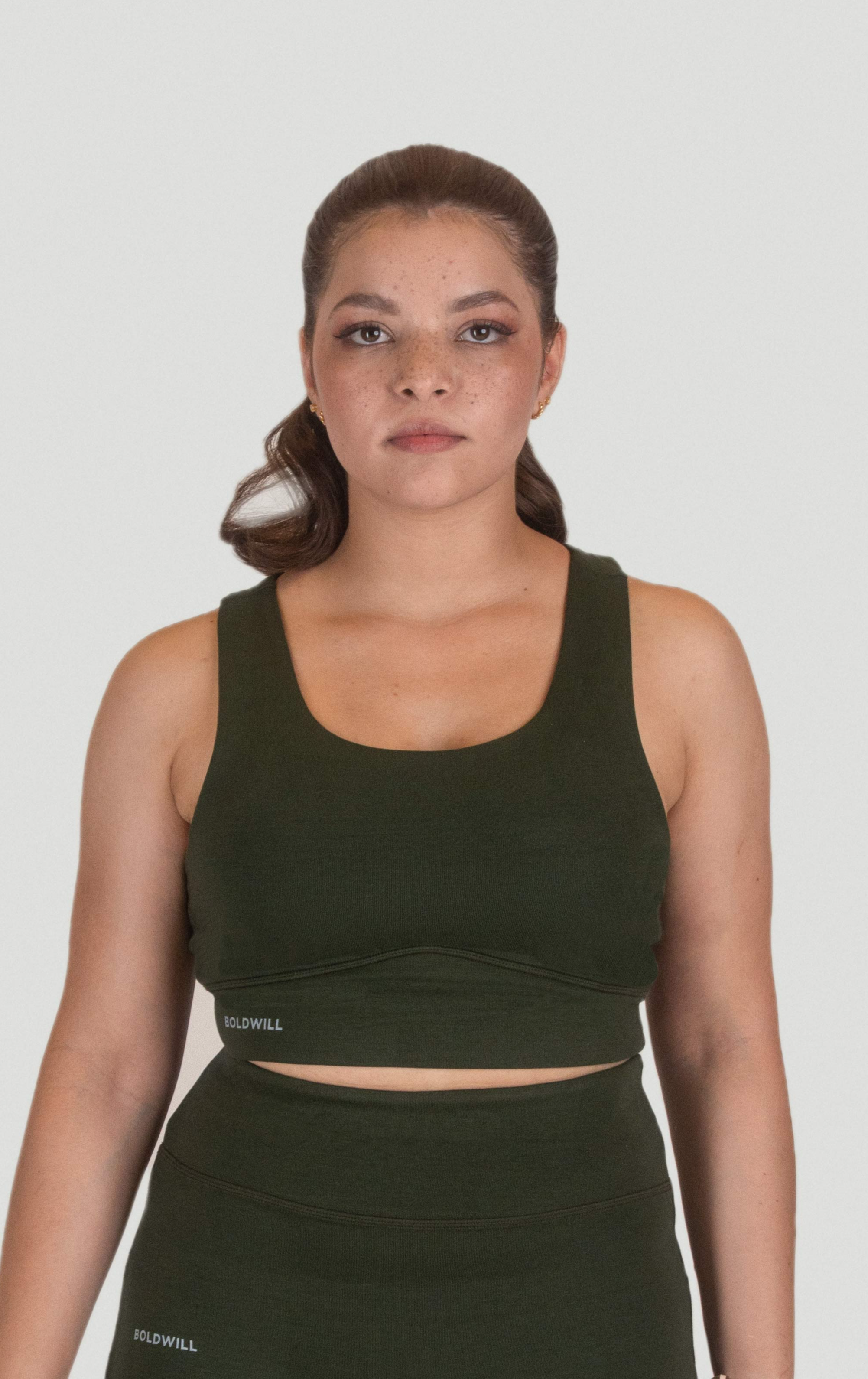 Boldwill womens vegan Sports Bra Pine Green