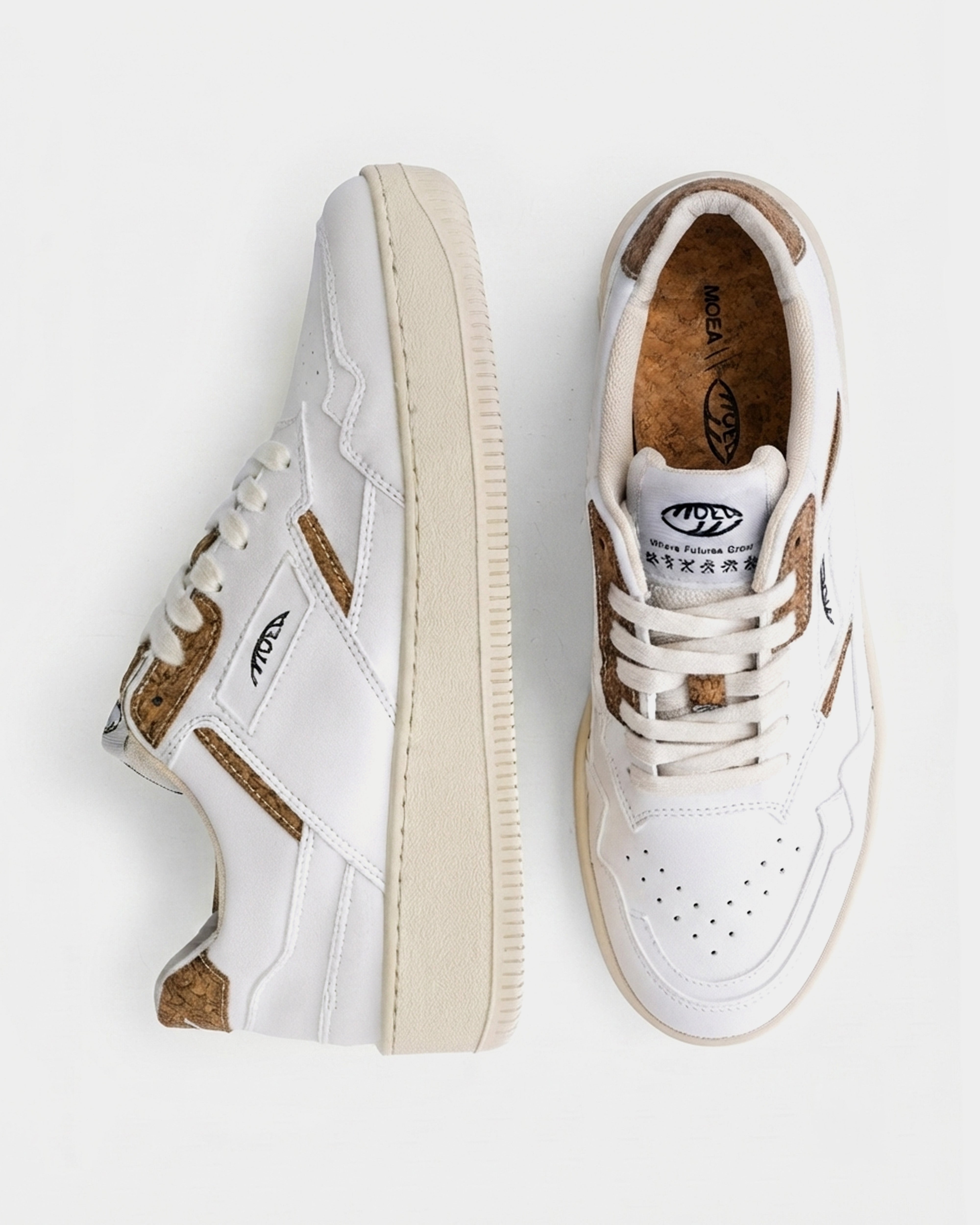 MoEa men vegan Sneakers Origin White & Brown Palm