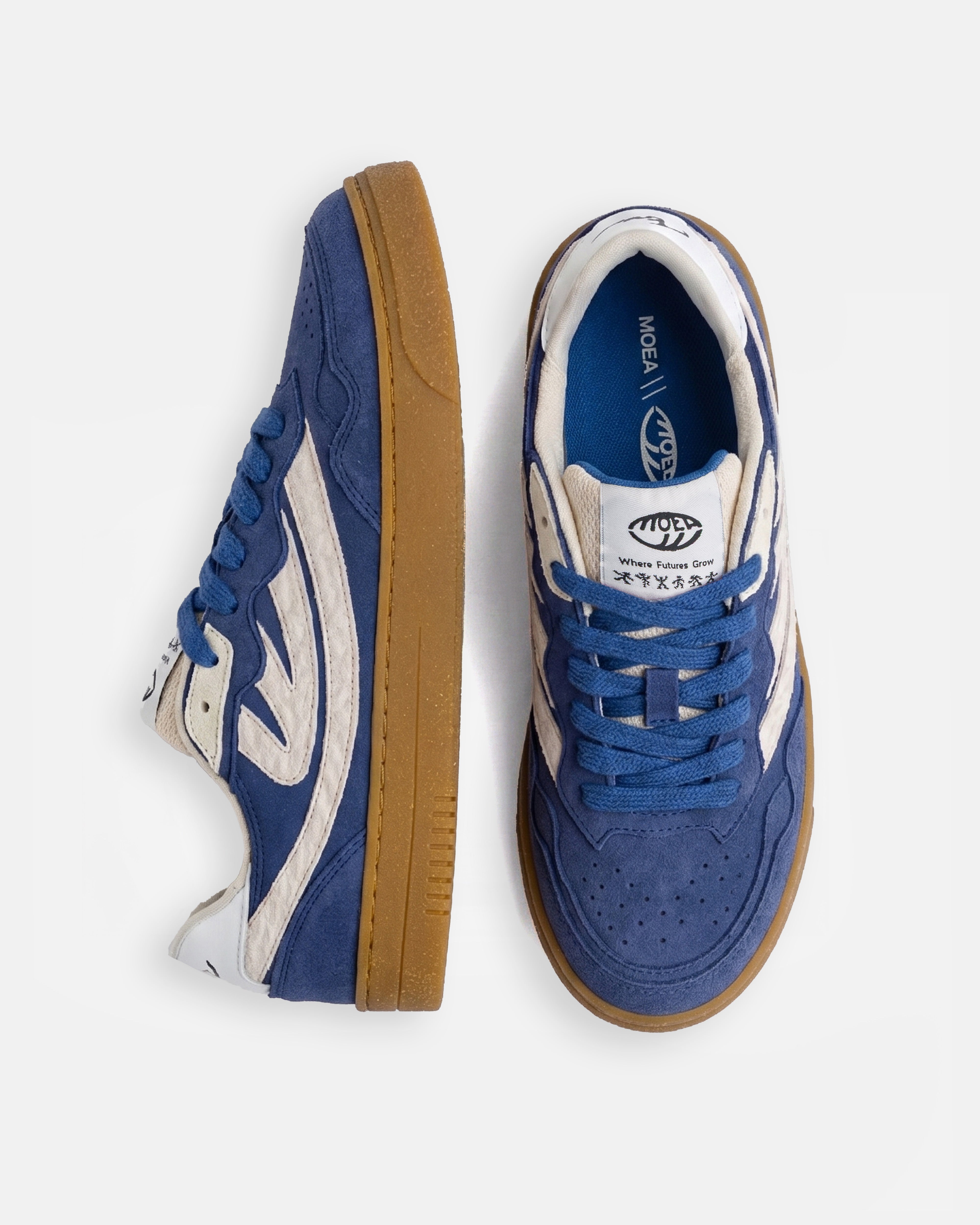 MoEa men vegan Sneakers Veyron Low Blue/ Cream Mushroom
