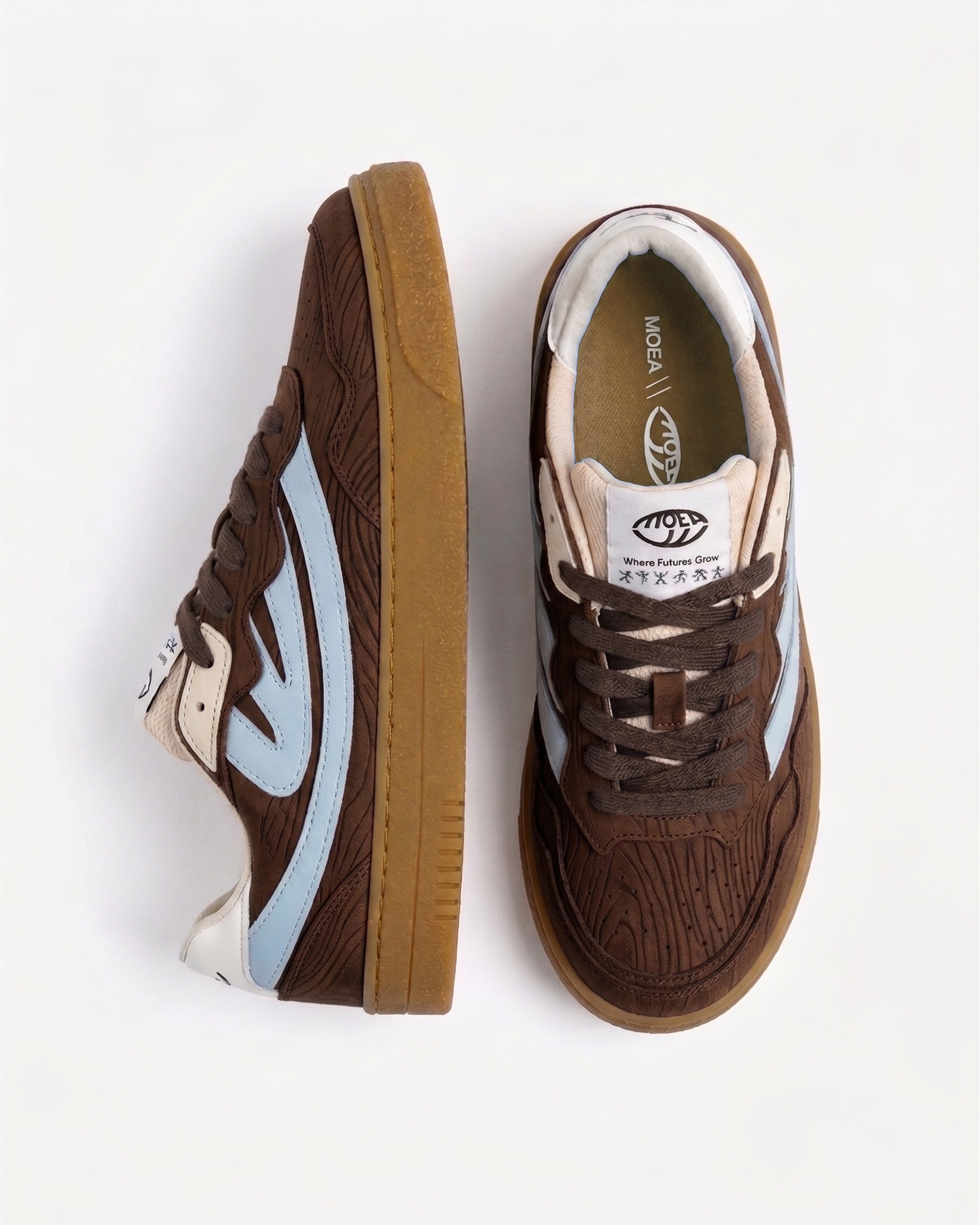 MoEa men vegan Sneakers Veyron Low Brown/ Sky Blue Mushroom