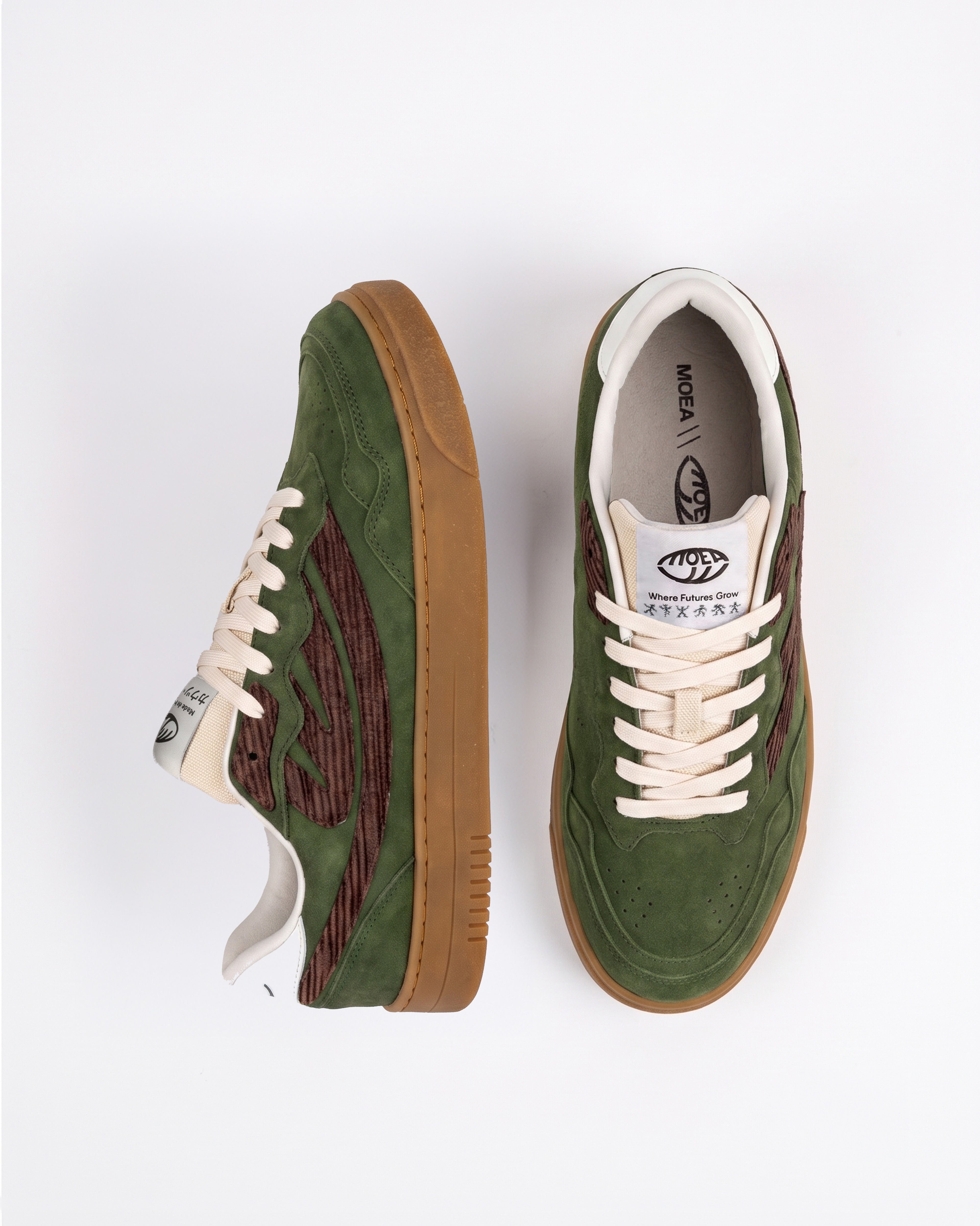 MoEa men vegan Sneakers Veyron Low Forest & Brown Mushroom