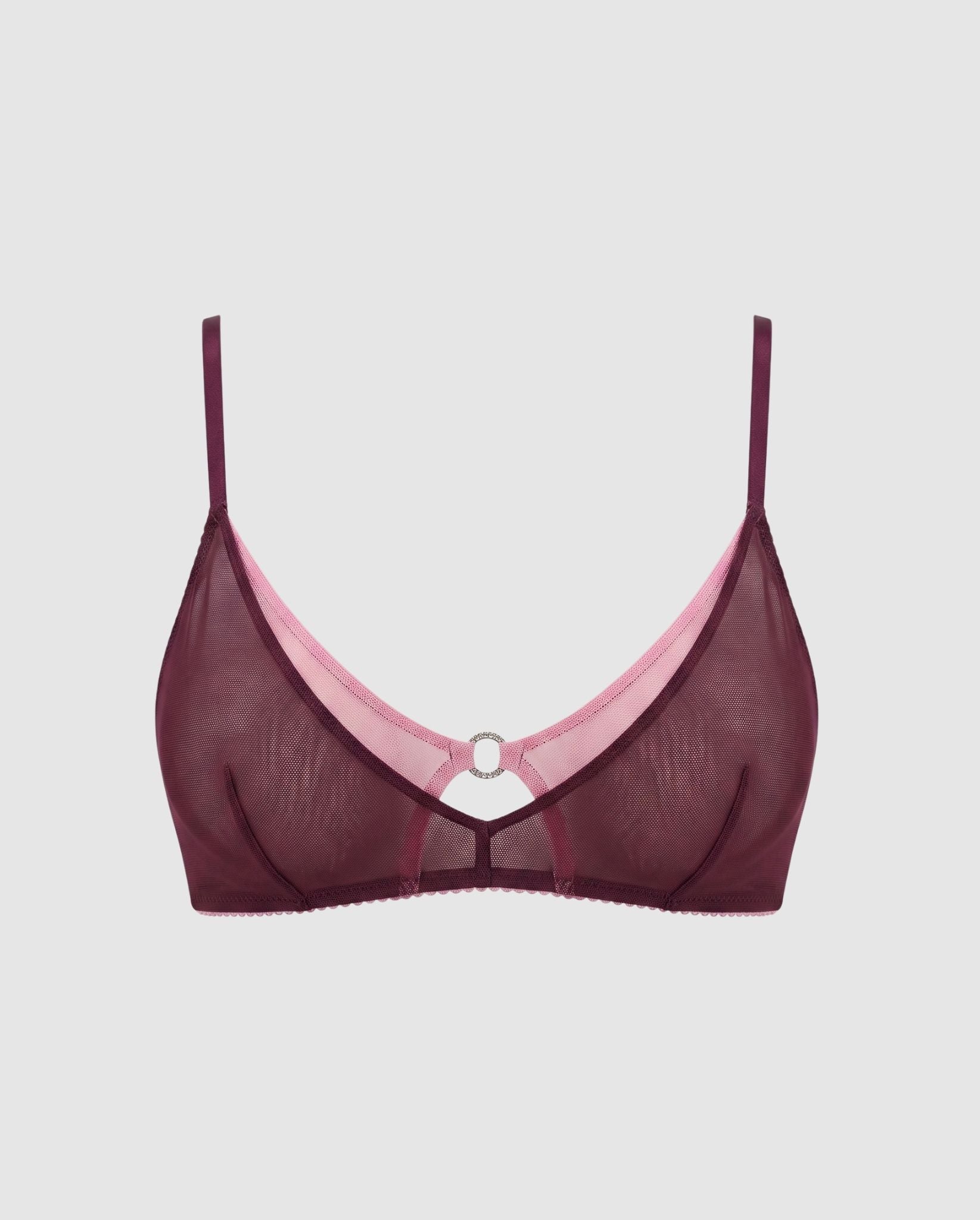 Understatement womens vegan Bralette Mesh Double Triangle Cherry