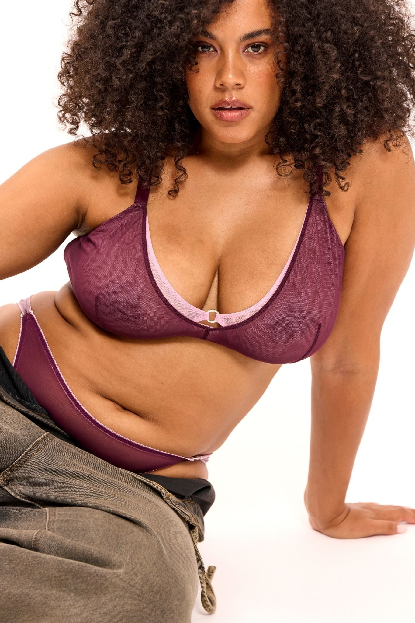 Understatement womens vegan Bralette Mesh Double Triangle Plus Cherry
