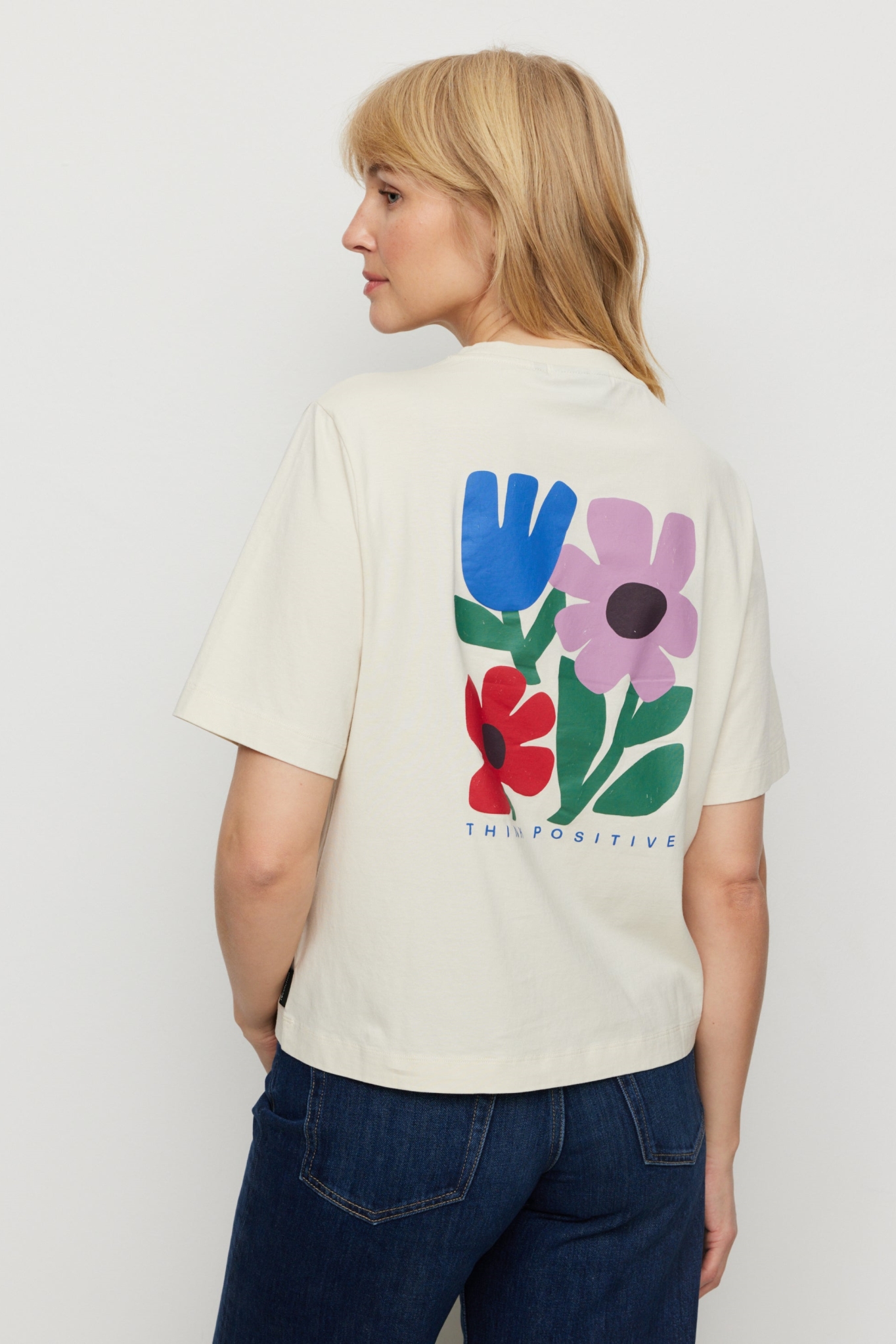 Recolution womens vegan T-Shirt Azolla Think Positive Arctic White