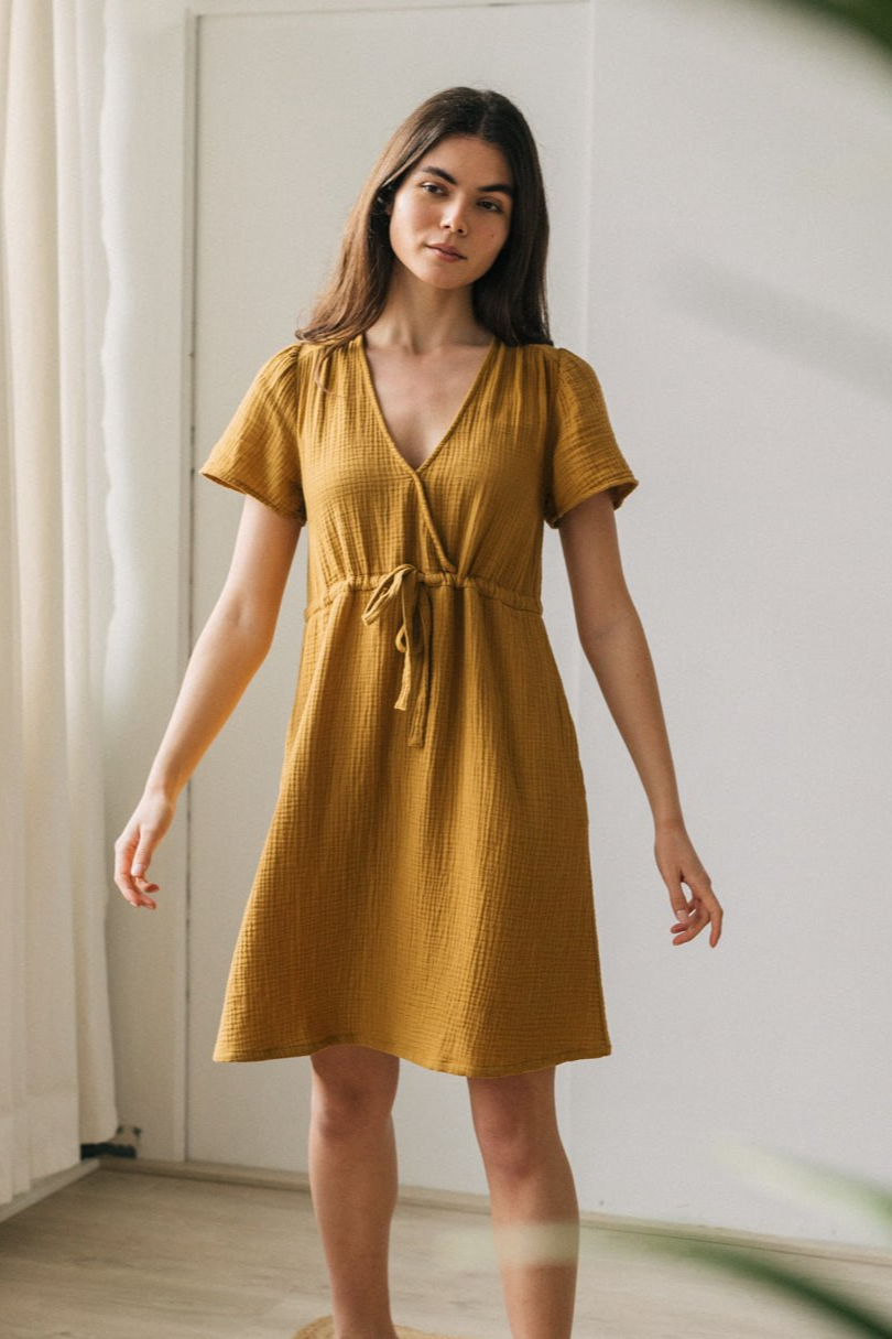 TWOTHIRDS Damen vegan Kleid Sabinal Mustard