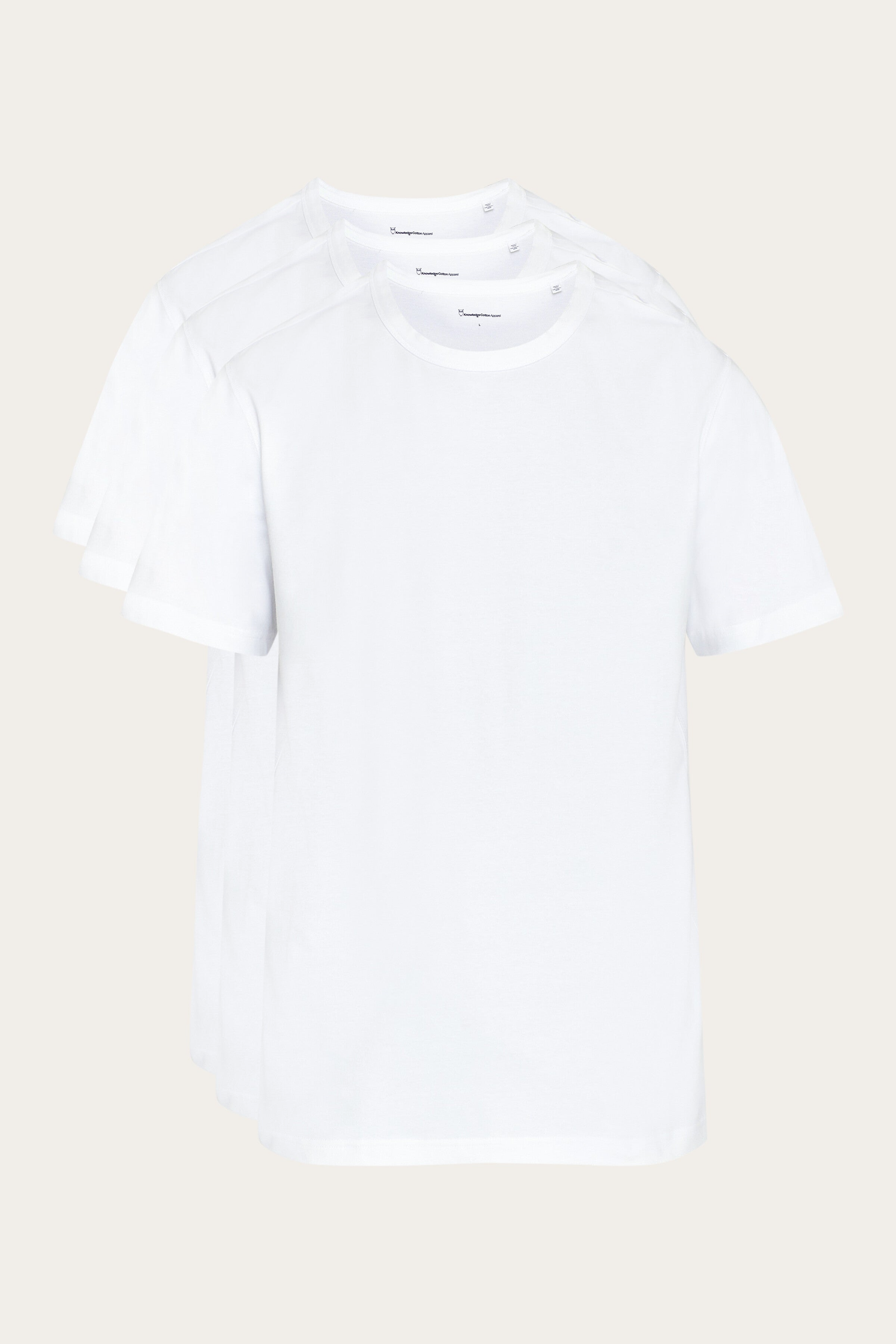 KnowledgeCotton Apparel Herren vegan 3er-Pack T-Shirts Strahlend Wei&Atilde;Ÿ