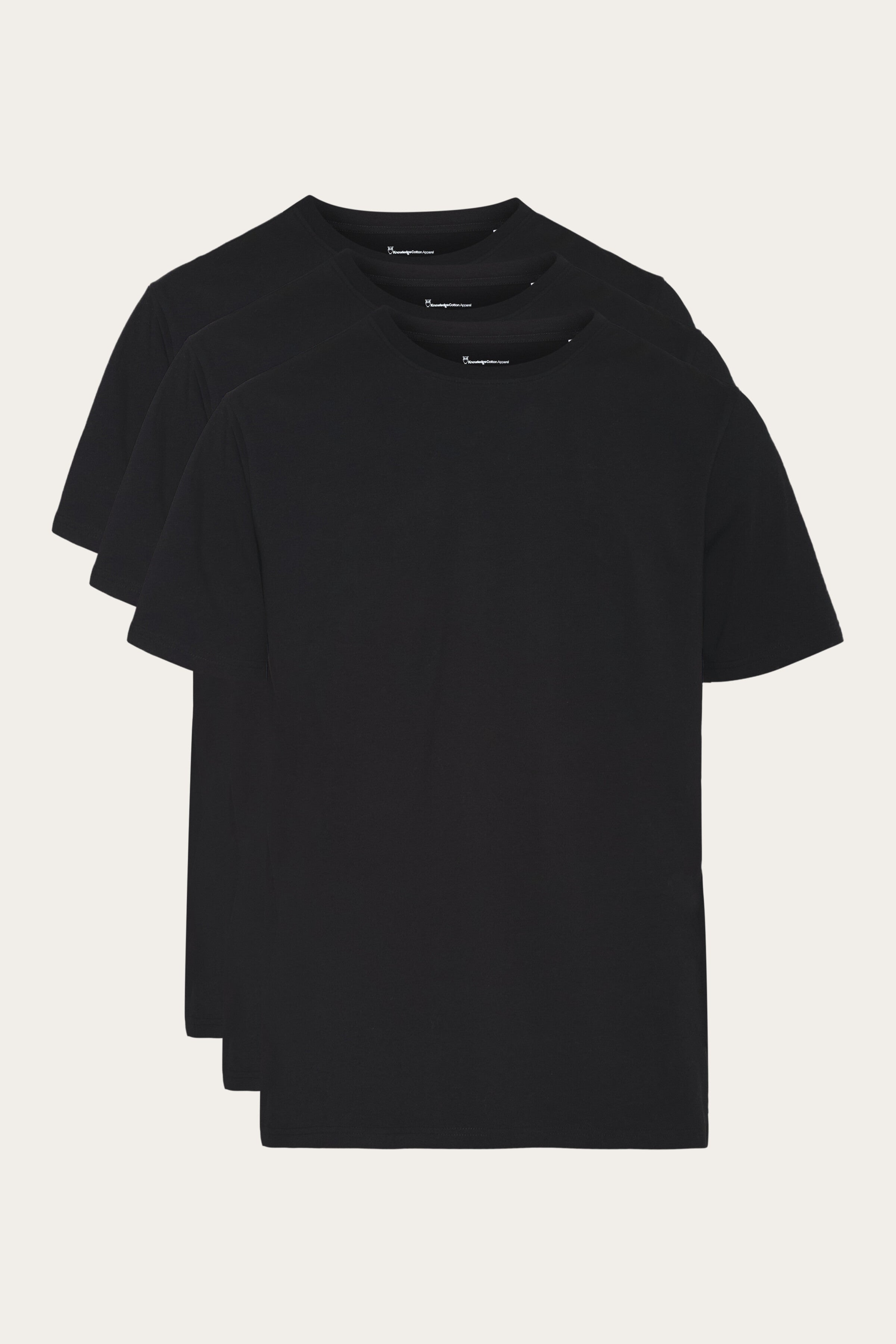 KnowledgeCotton Apparel Herren vegan 3er-Pack T-Shirts In Tiefschwarz