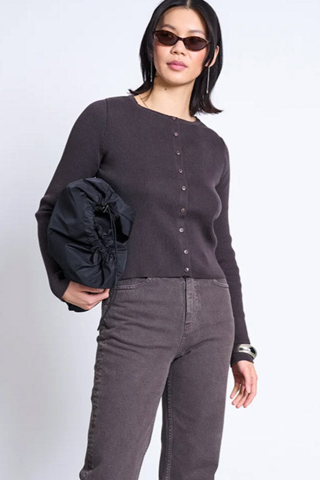 JAN N JUNE JAN 'N JUNE Damen vegan Strickjacke Glimt Dunkelbraun
