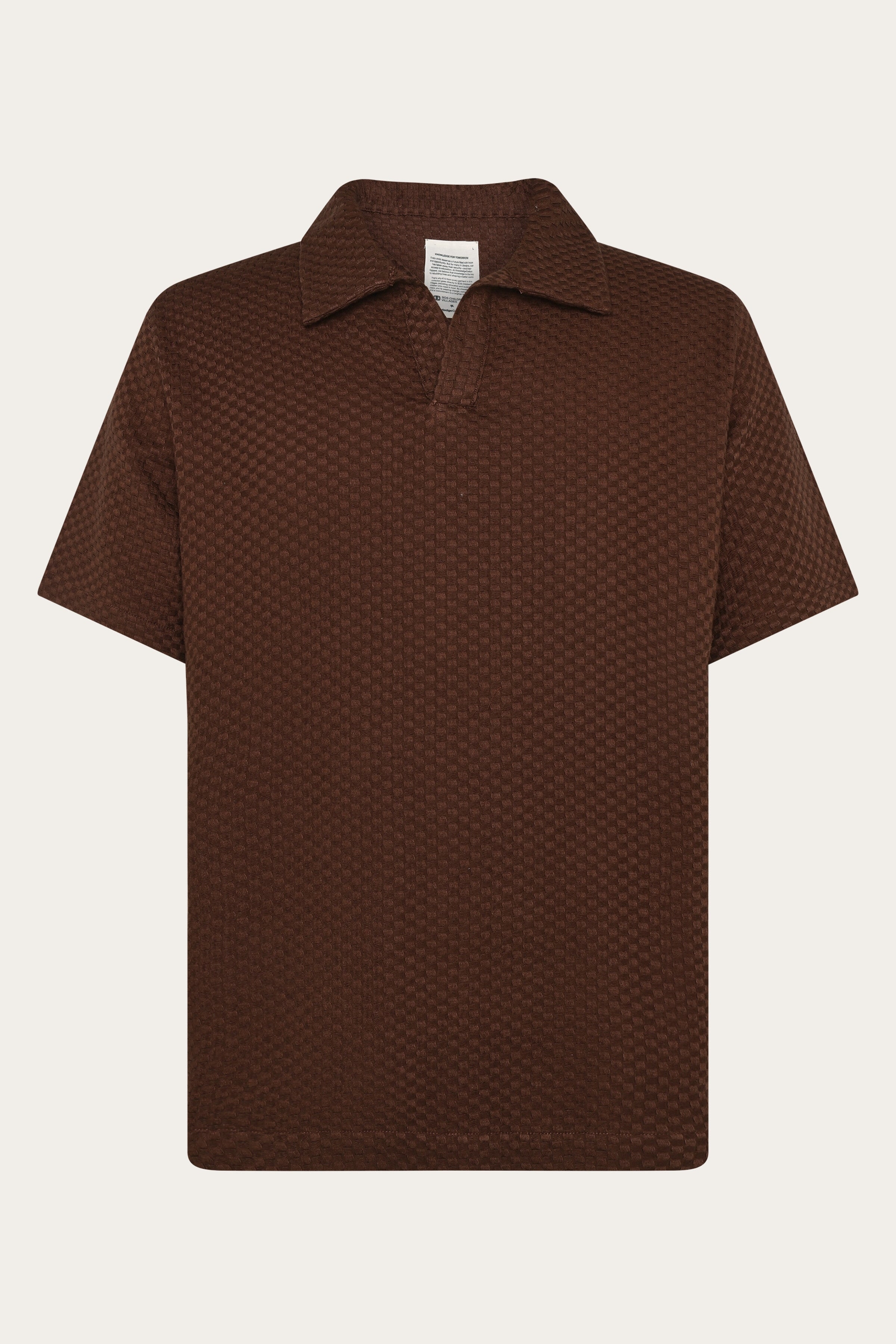 KnowledgeCotton Apparel men vegan Polo Structure Shaved Chocolate