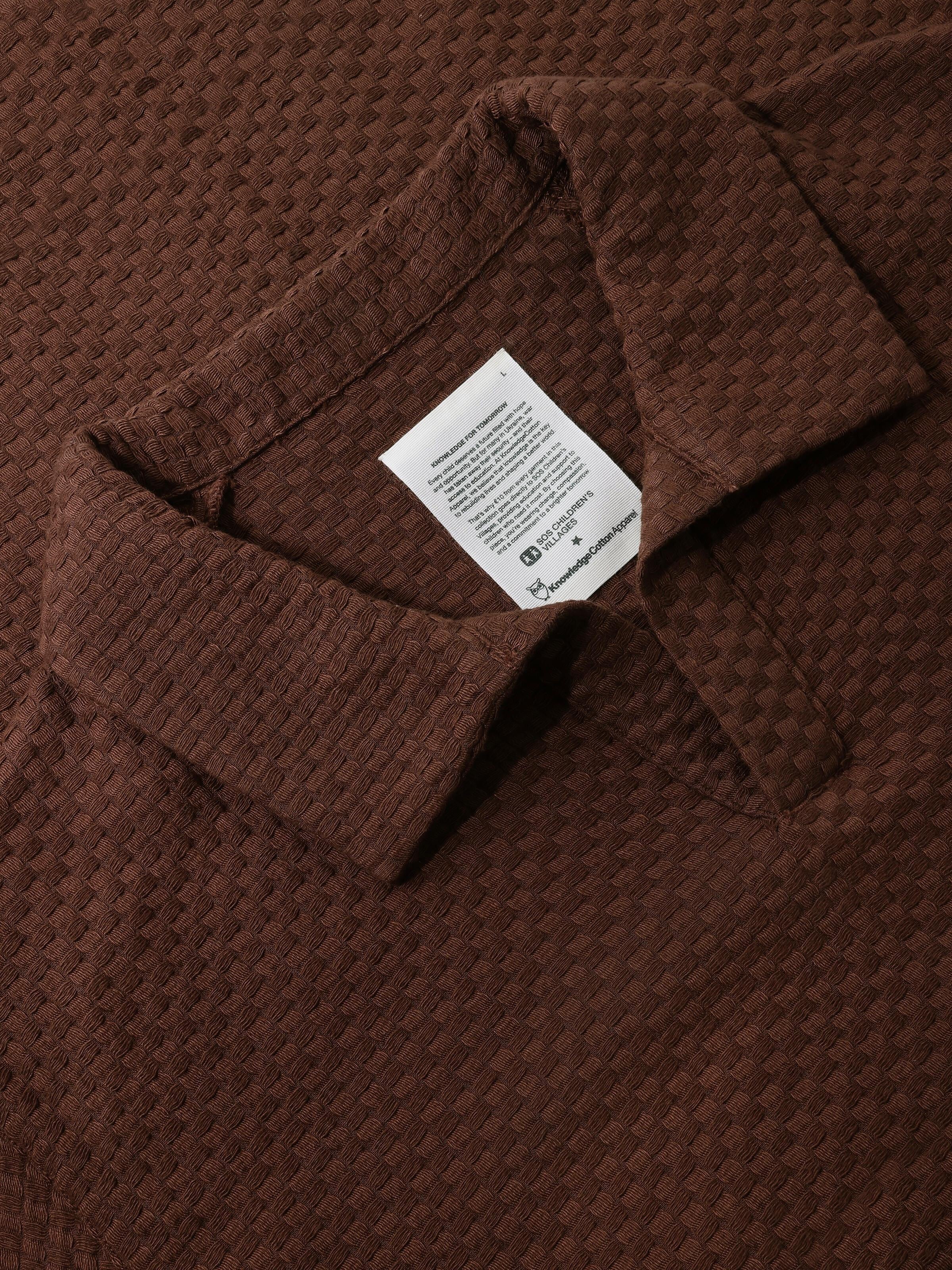 KnowledgeCotton Apparel men vegan Polo Structure Shaved Chocolate