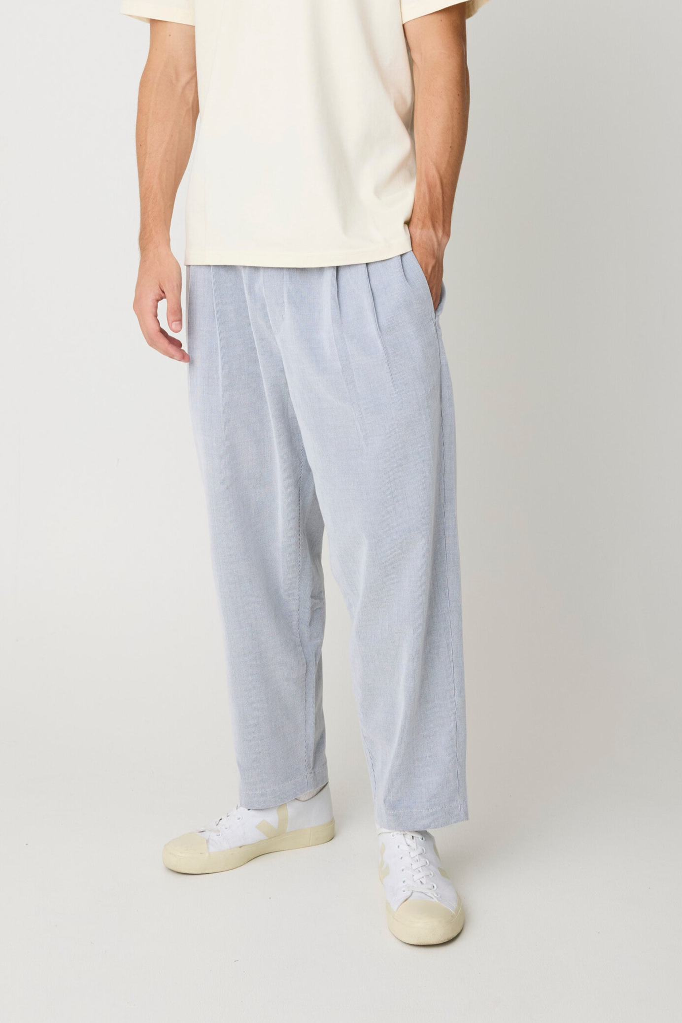 KnowledgeCotton Apparel Herren vegan Hose Ozone Relaxed Corduroy Vintage Indigo