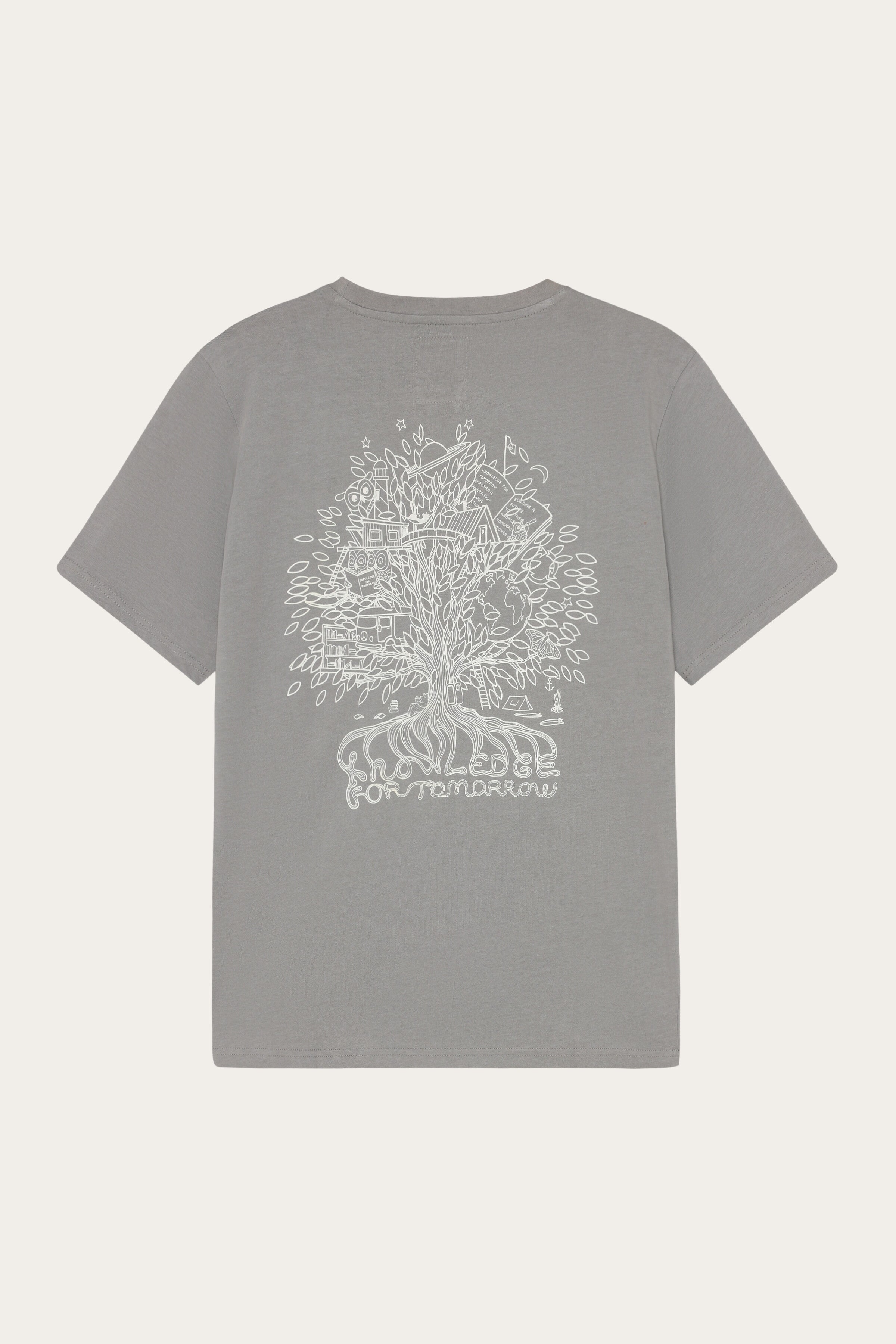 KnowledgeCotton Apparel Herren vegan T-Shirt Mit Aufdruck Auf Der R&Atilde;&frac14;ckseite &acirc;&ldquo; Ultimate Grey