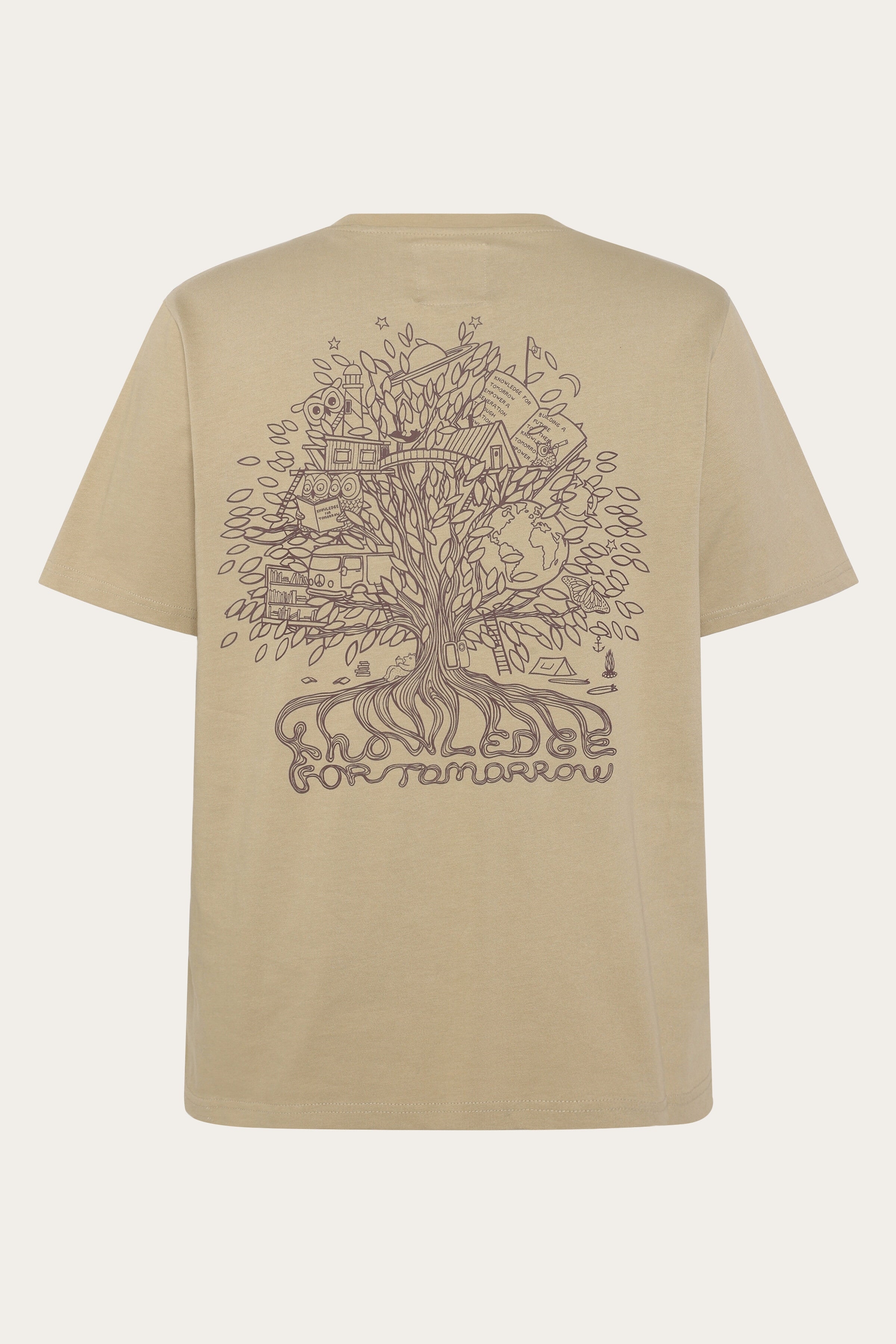 KnowledgeCotton Apparel Herren vegan T-Shirt Mit Aufdruck Auf Der R&Atilde;&frac14;ckseite Twill, Braun