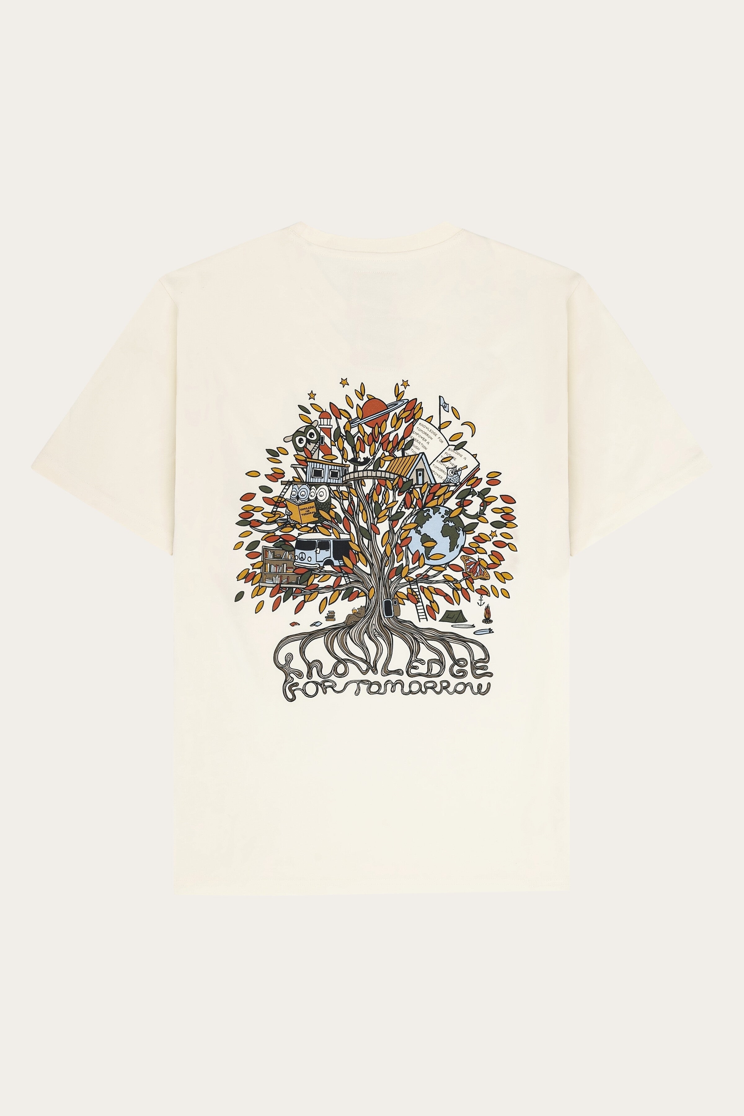KnowledgeCotton Apparel Herren vegan T-Shirt R&Atilde;&frac14;ckseitenaufdruck Wei&Atilde;Ÿ, Mehrfarbig