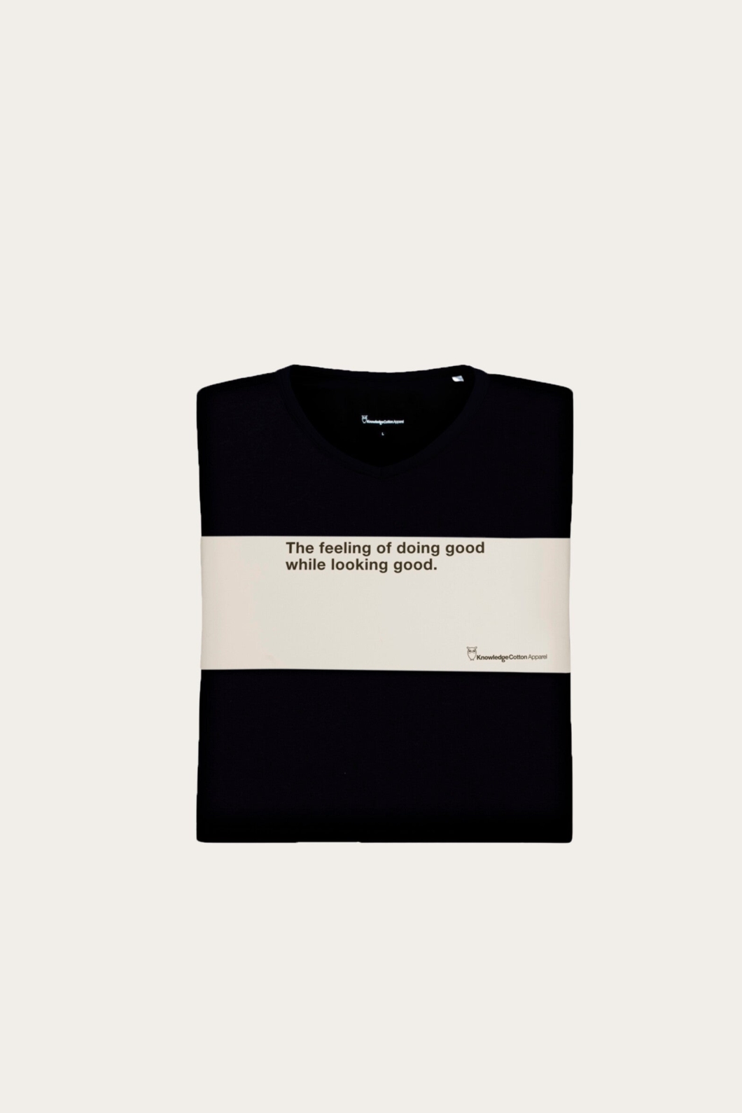 KnowledgeCotton Apparel Herren vegan 3er-Pack T-Shirts, Regular-Passform V-Ausschnitt, Schwarz Jet