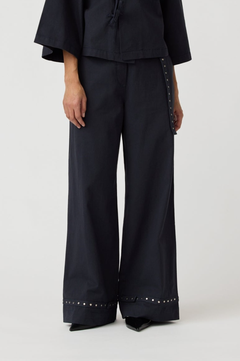 Alchemist Damen vegan Hose Moonflower Straps In Marineblau