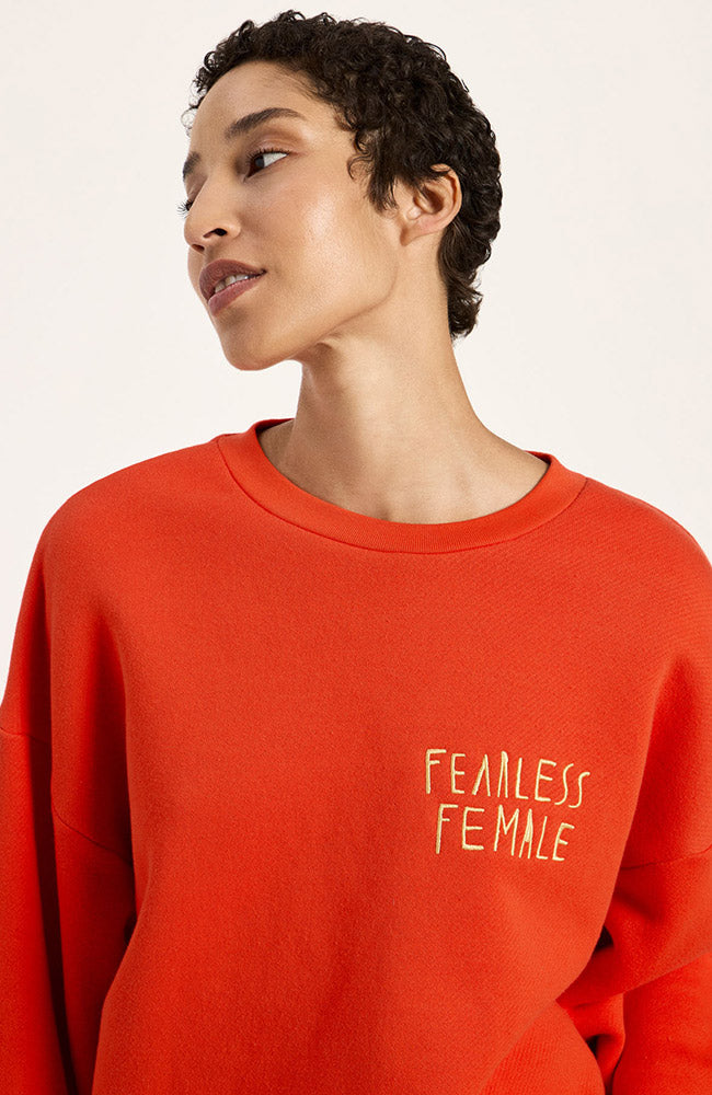 Lanius womens vegan Sweatshirt Statement Fire Orange