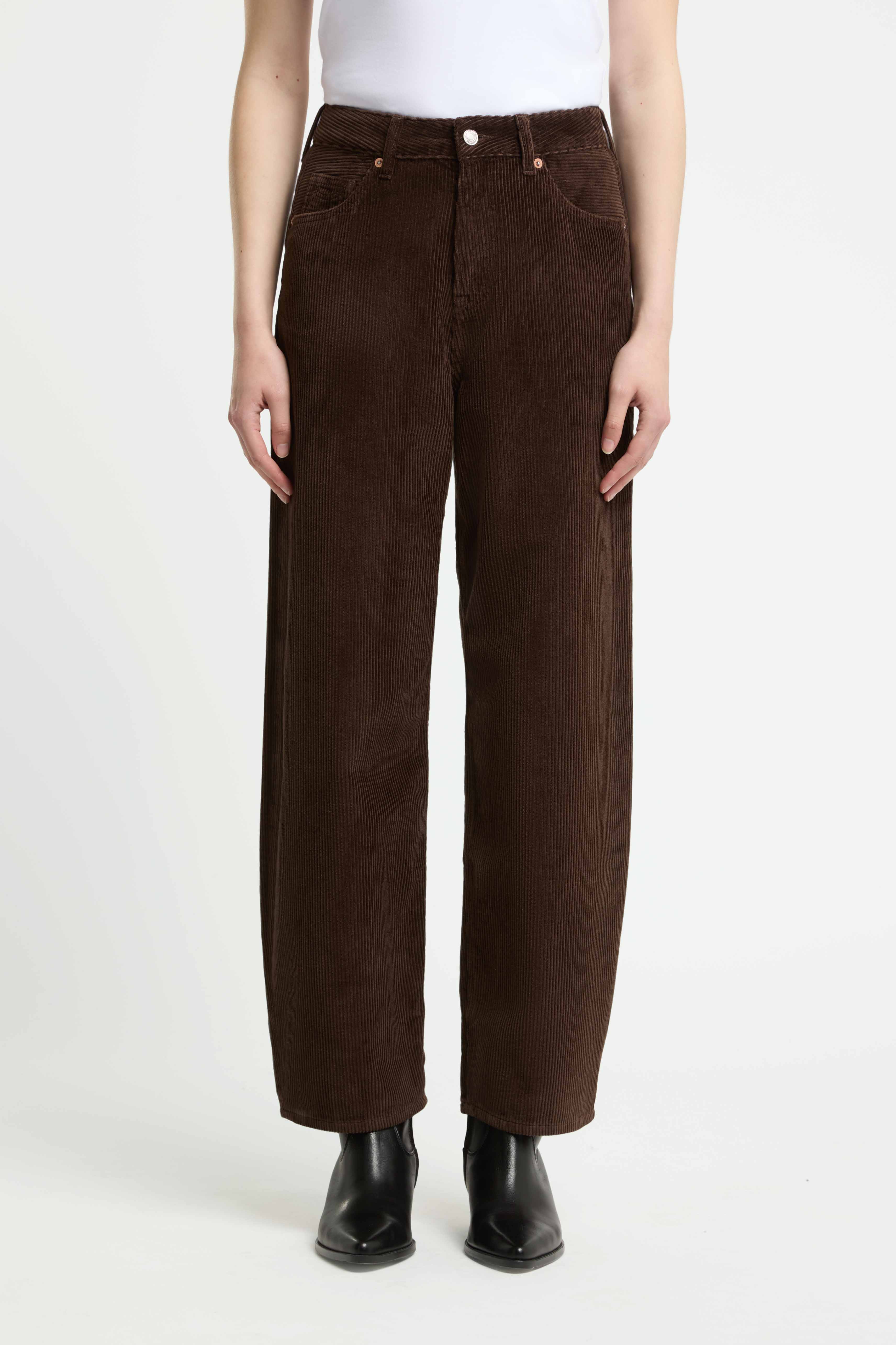 Kings Of Indigo Damen vegan Hose Leila Cord Coffee Bean
