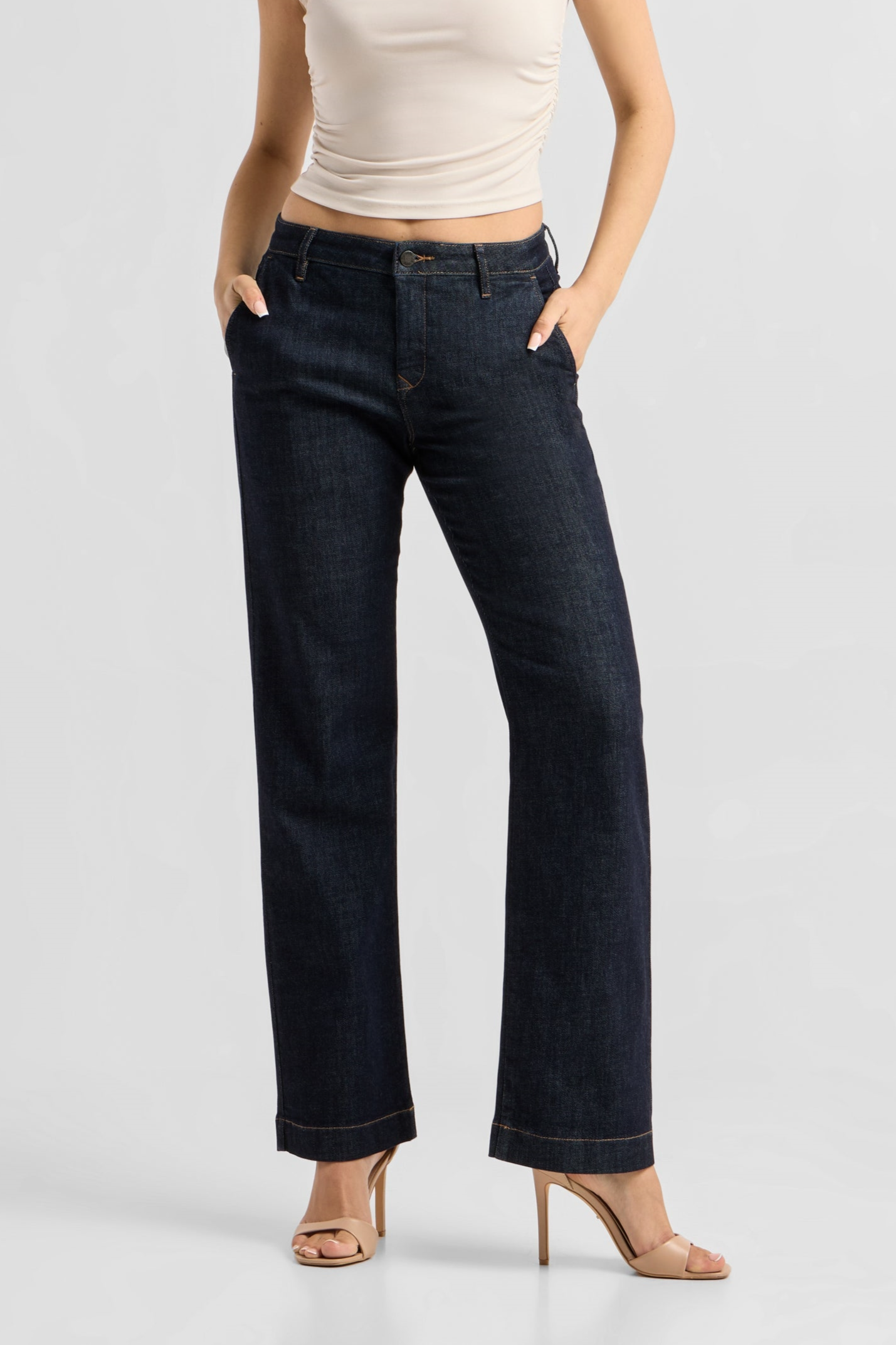 Dawn womens vegan Jeans Cosma Flared Chino Raw Blue