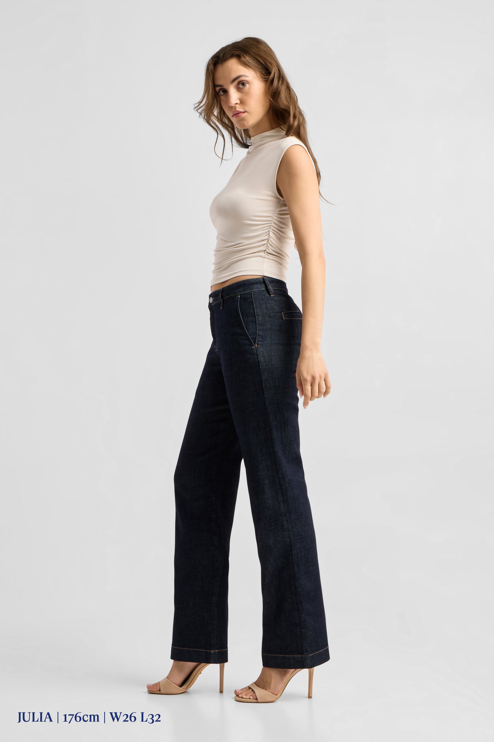 Dawn womens vegan Jeans Cosma Flared Chino Raw Blue