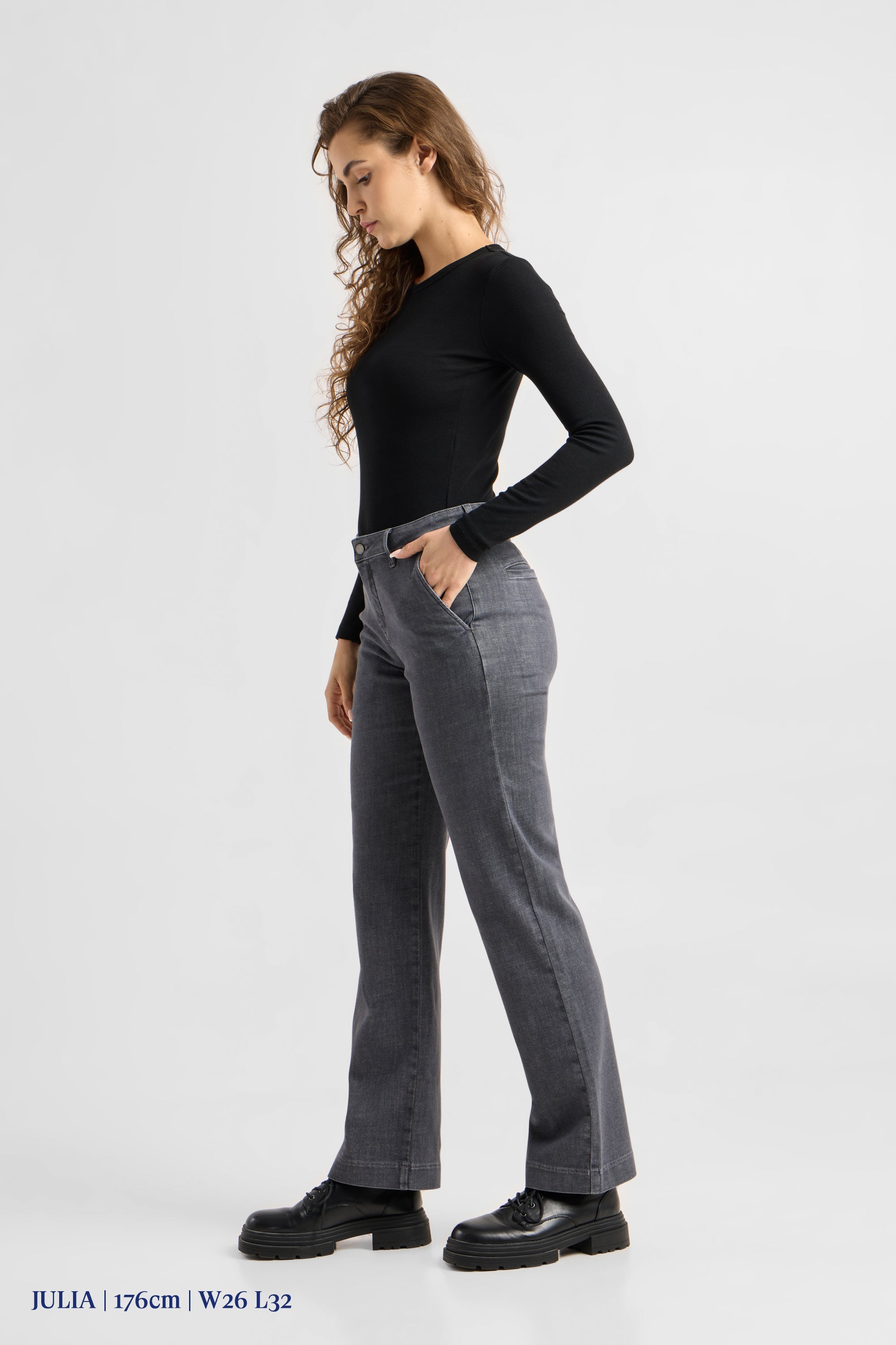 Dawn womens vegan Jeans Cosma Flared Chino Warm Grey