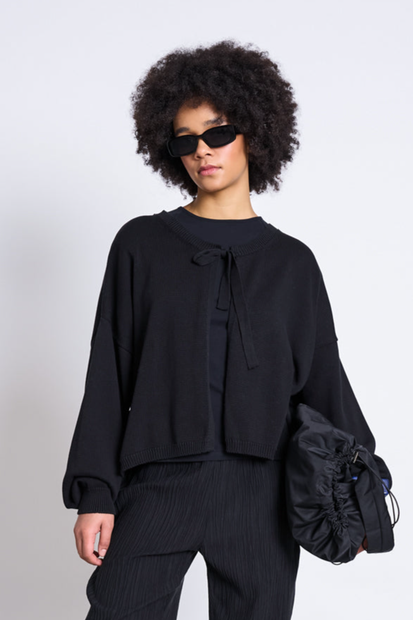 JAN 'N JUNE womens vegan Cardigan Loose Tie Zea Black
