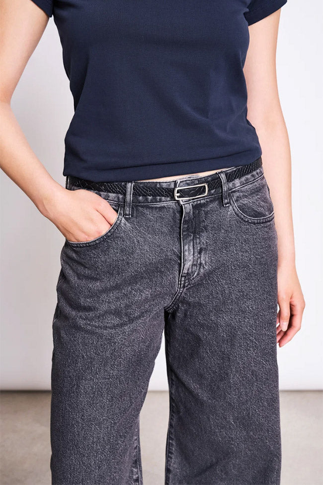JAN 'N JUNE womens vegan Belt Nyby Black/ Silver Python