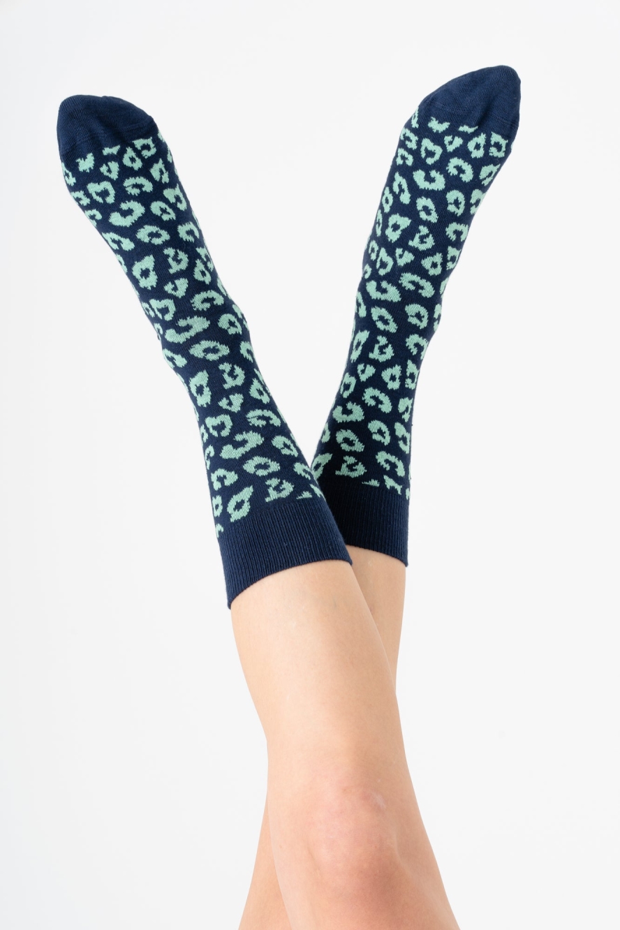 Evermind womens vegan Multipack 6x Socks Leo Unisex Indigo/ Kiwi