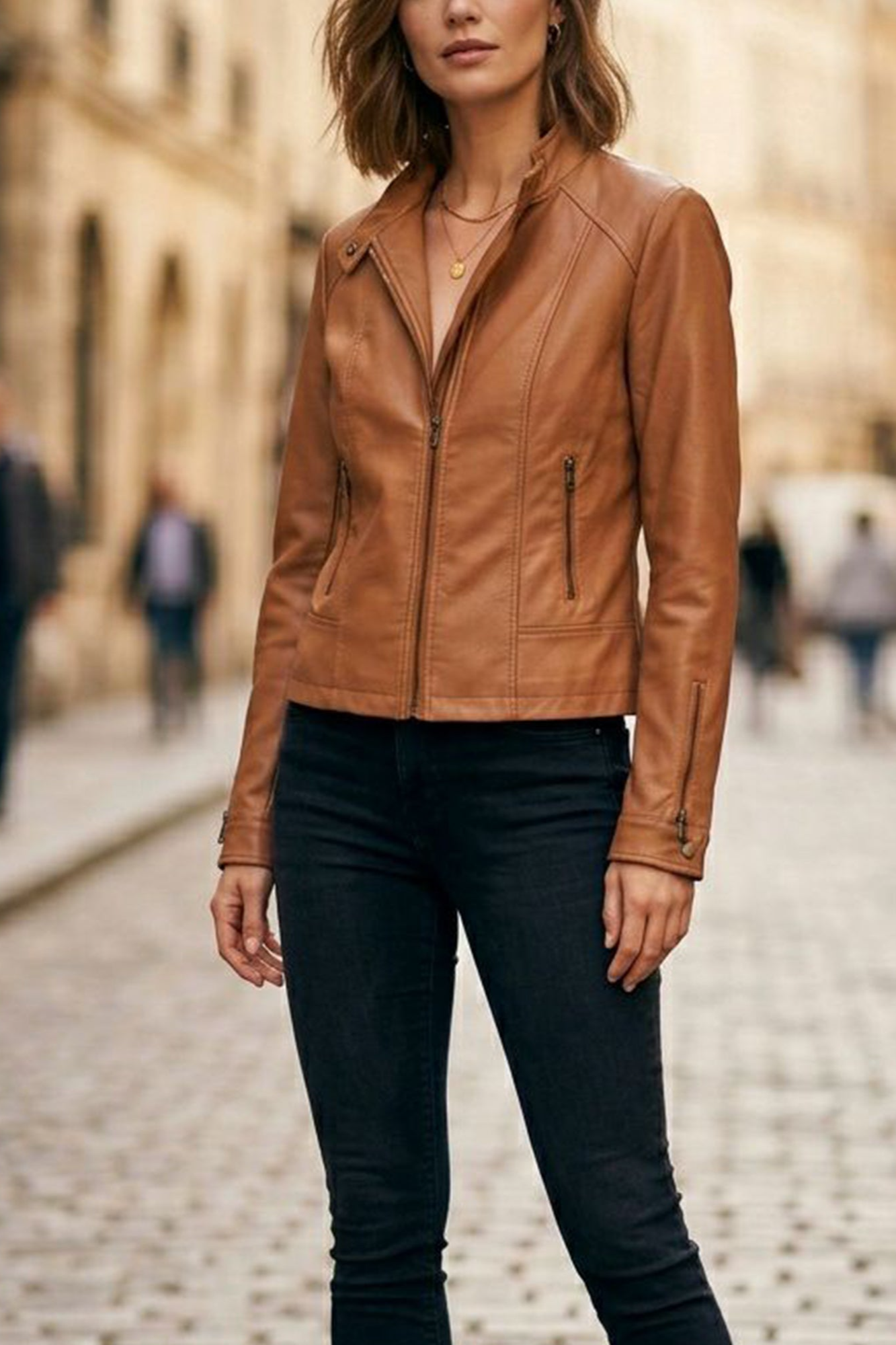 Image of Will's Vegan Store dames vegan Jack Racer Faux Leer Bruin