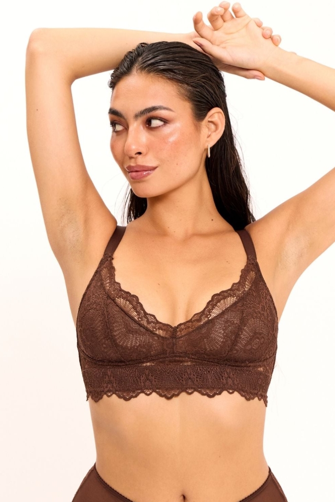 Understatement womens vegan Bra Lace Support Coffee