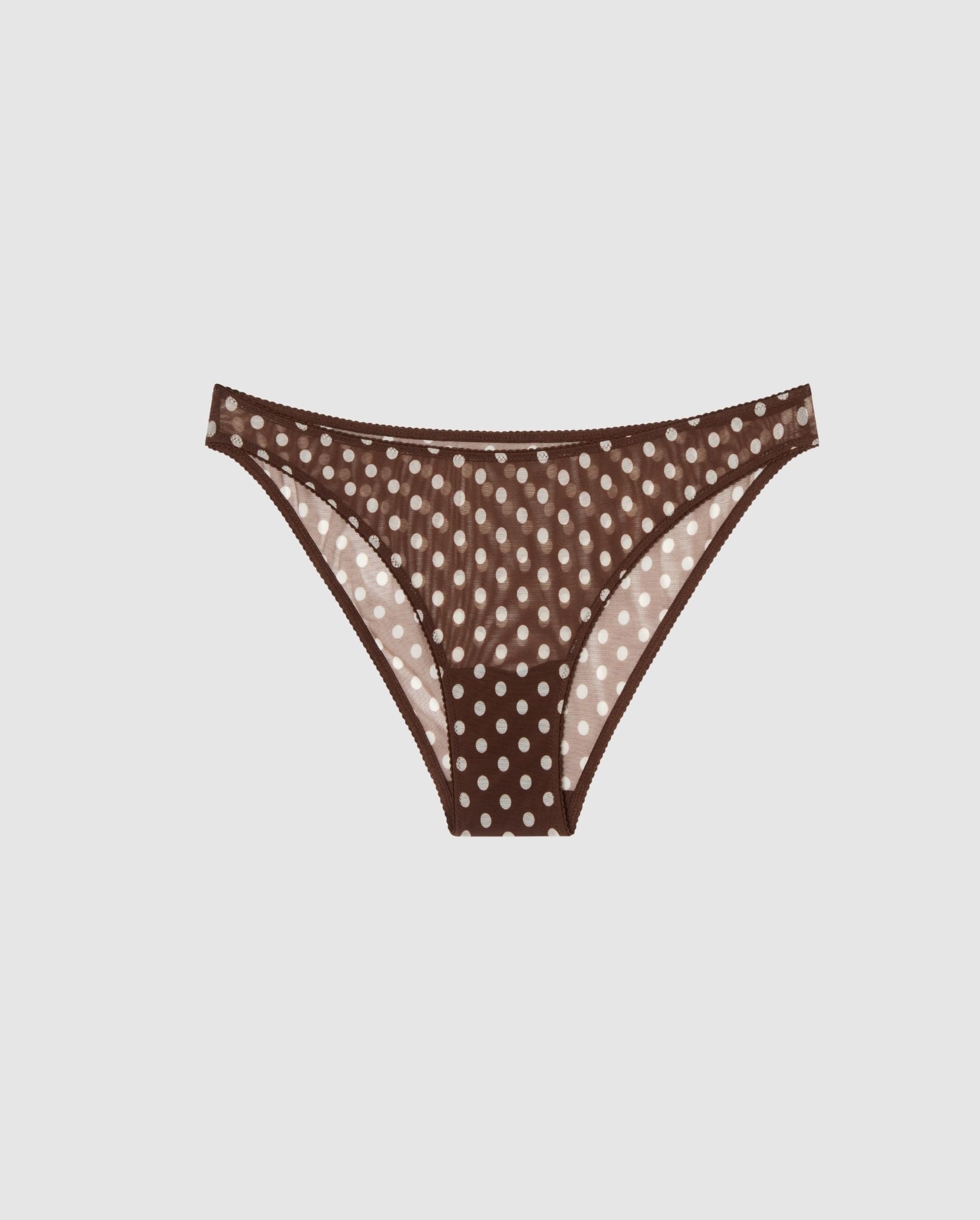 Understatement womens vegan Briefs Mesh Bikini Brown Dot